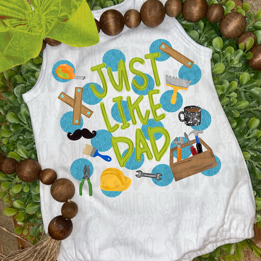 Just like Dad polka dots | construction worker | Fathers Day | Sublimation Design | Digital Download | Women’s, Kids Shirt PNG