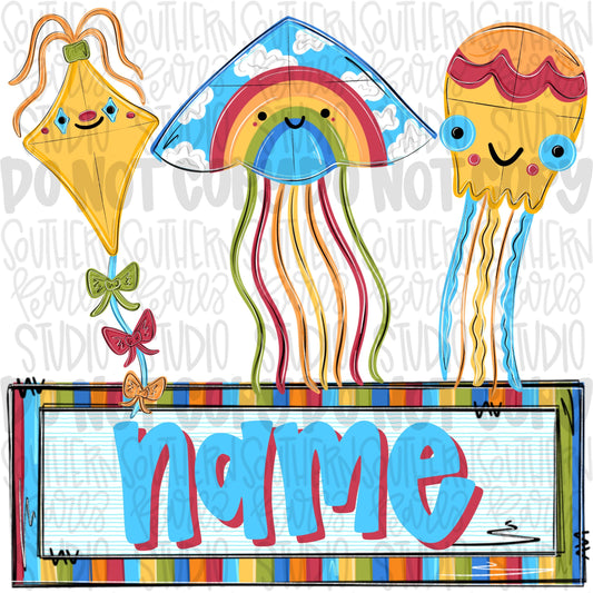 Kite trio with name patch | Sublimation Design | Digital Download | Women’s, Kids Shirt PNG