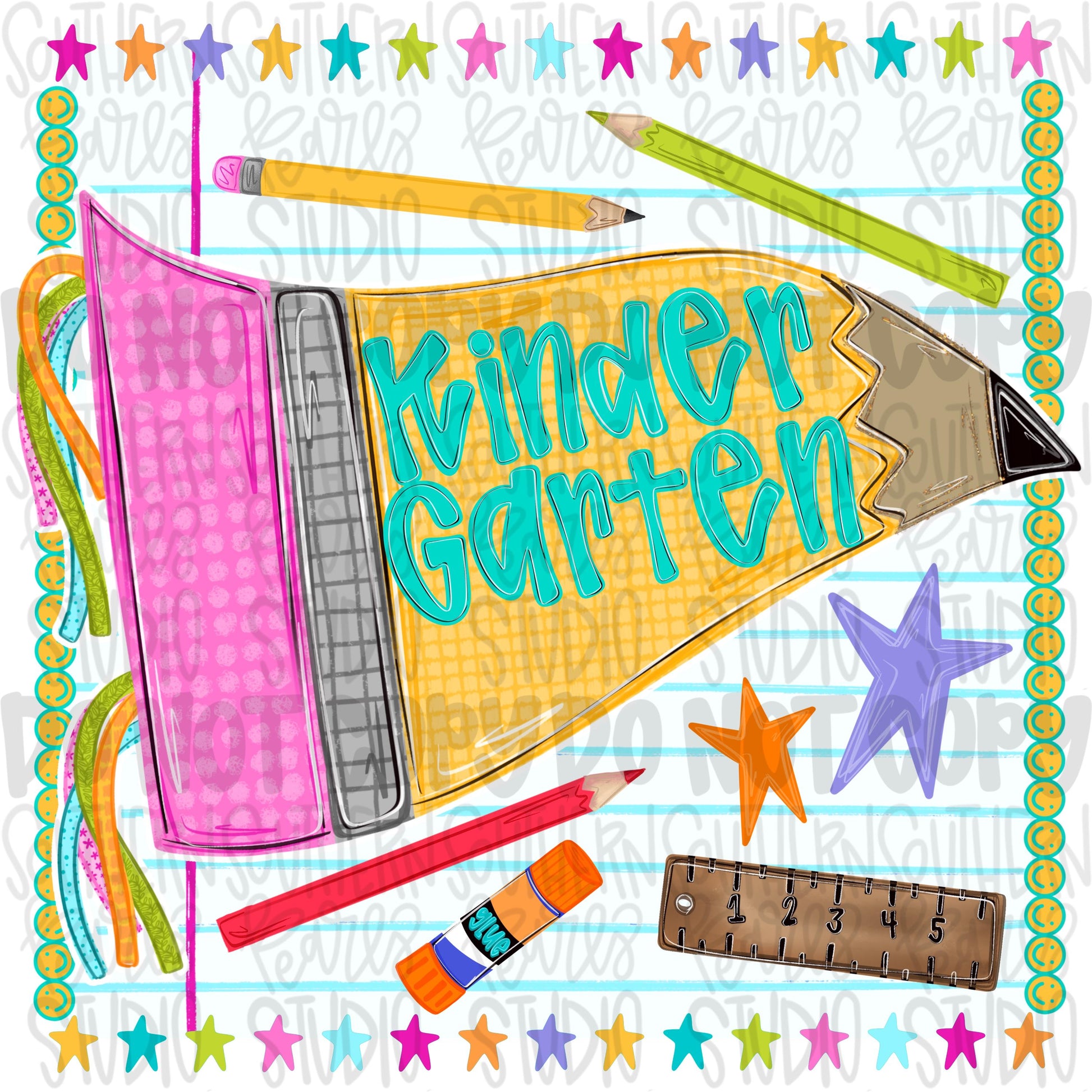 Kindergarten pennant girly design | school png, teacher png, student png | Sublimation Design | Digital Download | Women’s, Kids Shirt PNG