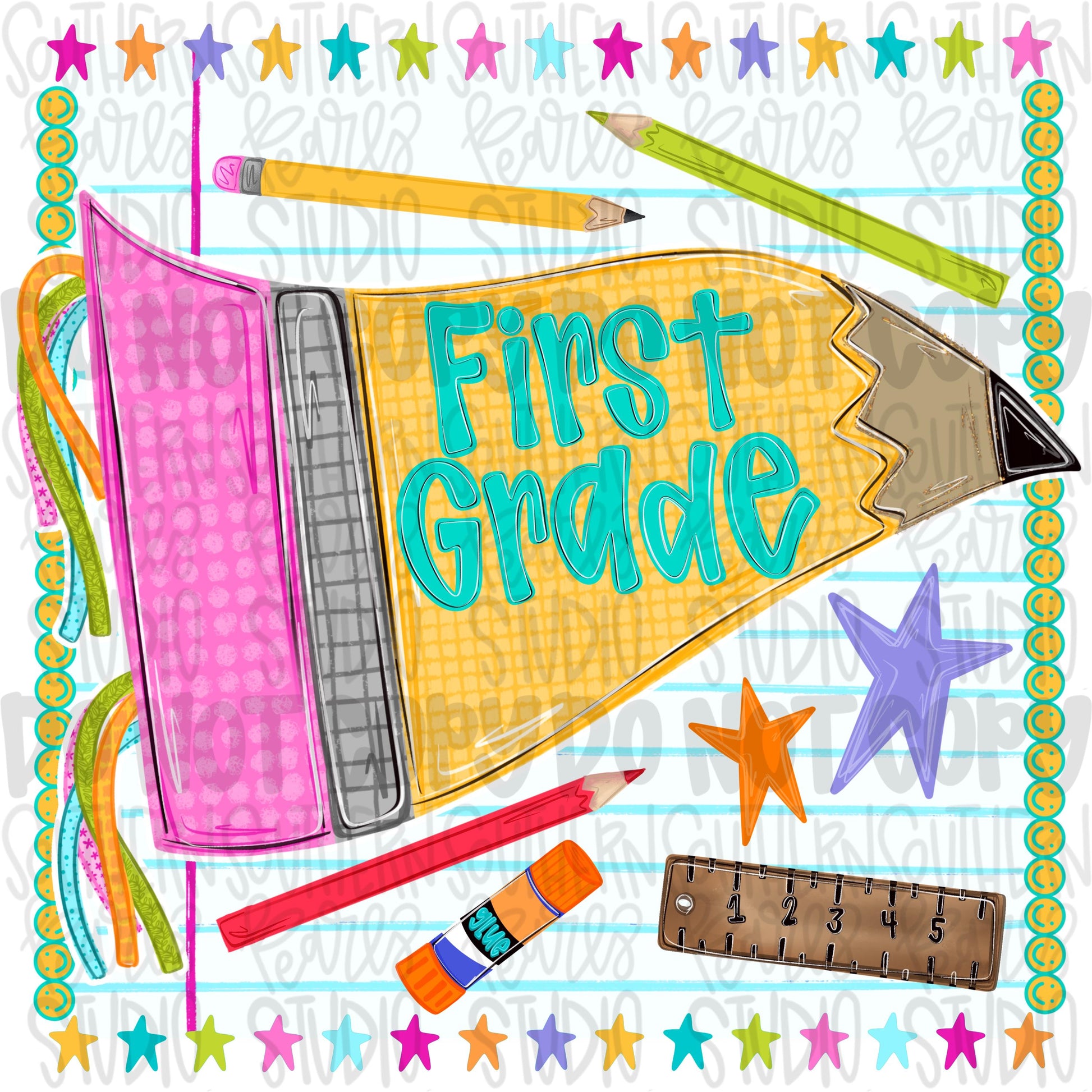 First grade pennant girly design | school png, teacher png, student png | Sublimation Design | Digital Download | Women’s, Kids Shirt PNG