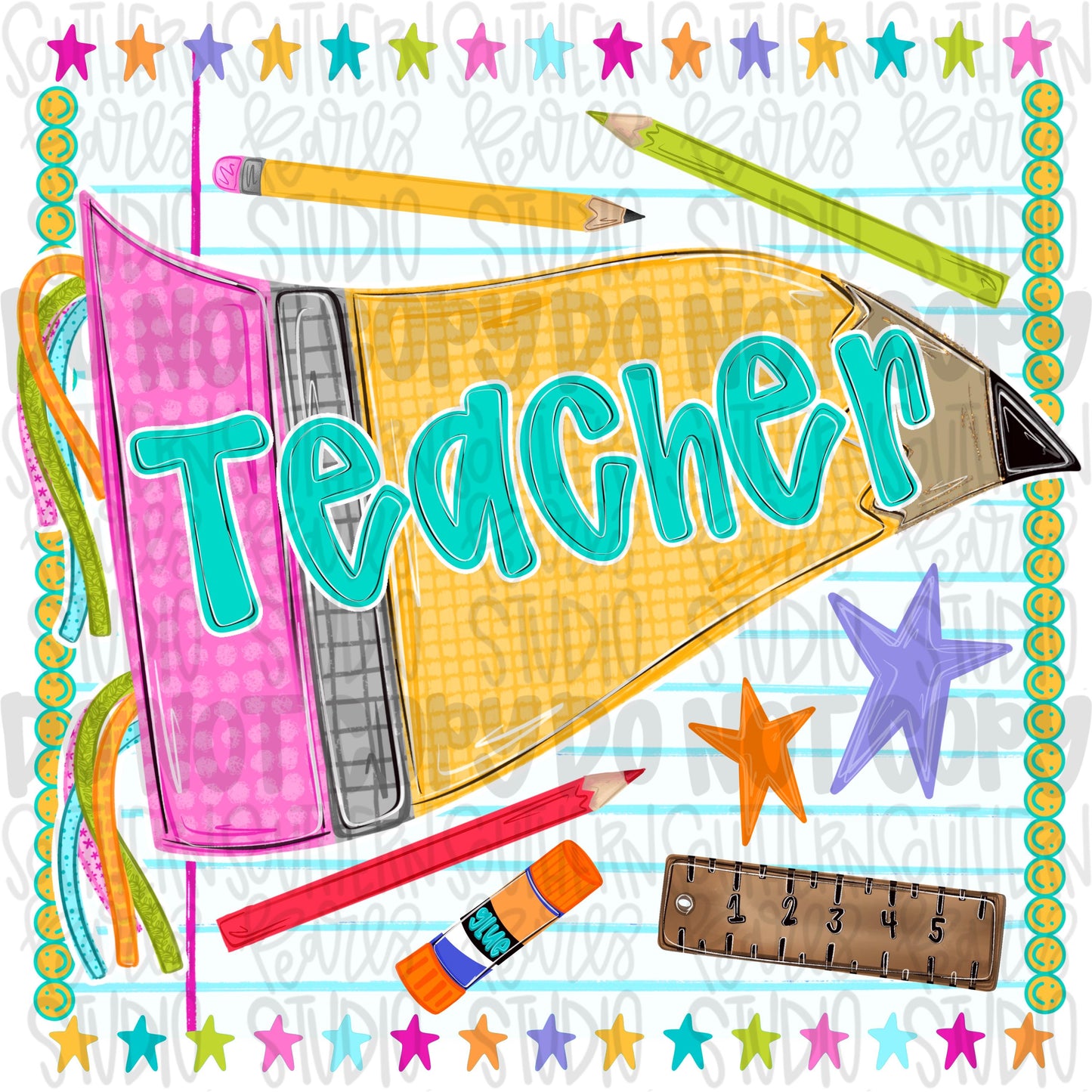 Teacher pennant girly design | school png, teacher png, student png | Sublimation Design | Digital Download | Women’s, Kids Shirt PNG