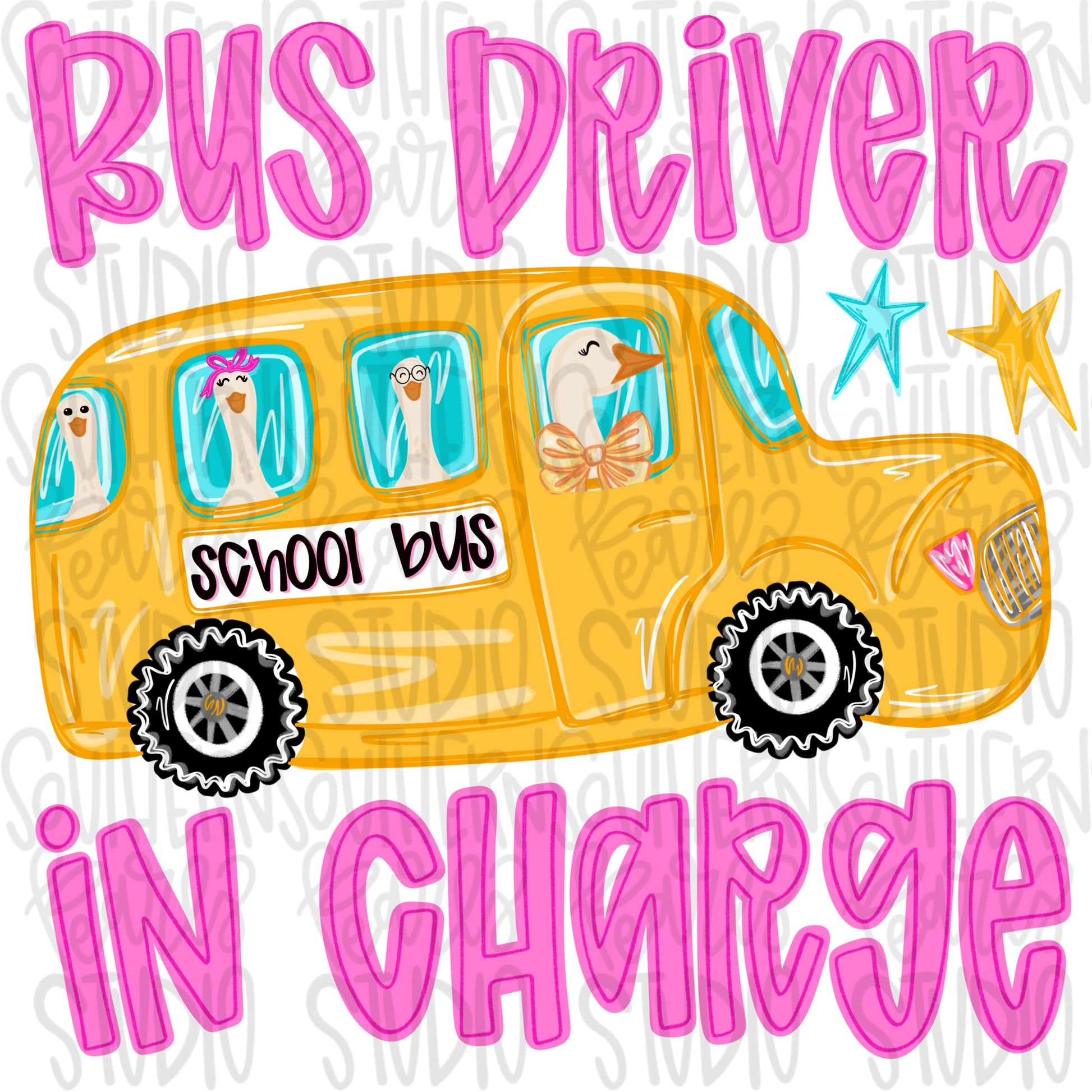 Bus driver goose in charge png, bright png, preppy png, girly png, spring png, trendy png, whimsy png, Womens png, Kids png, later gator png