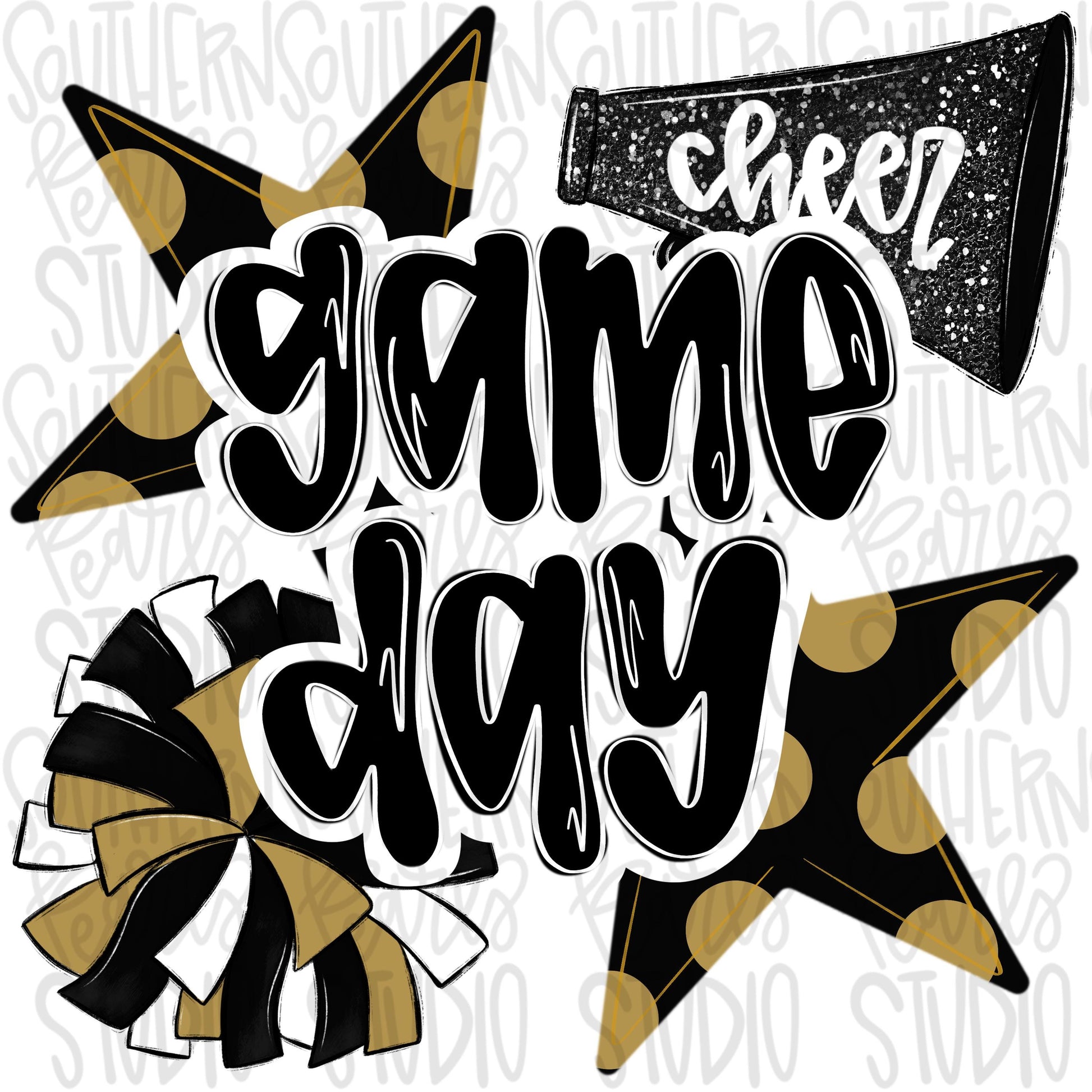 Game Day cheer | black or gold | Go Team | PNG | Sublimation | Design Download