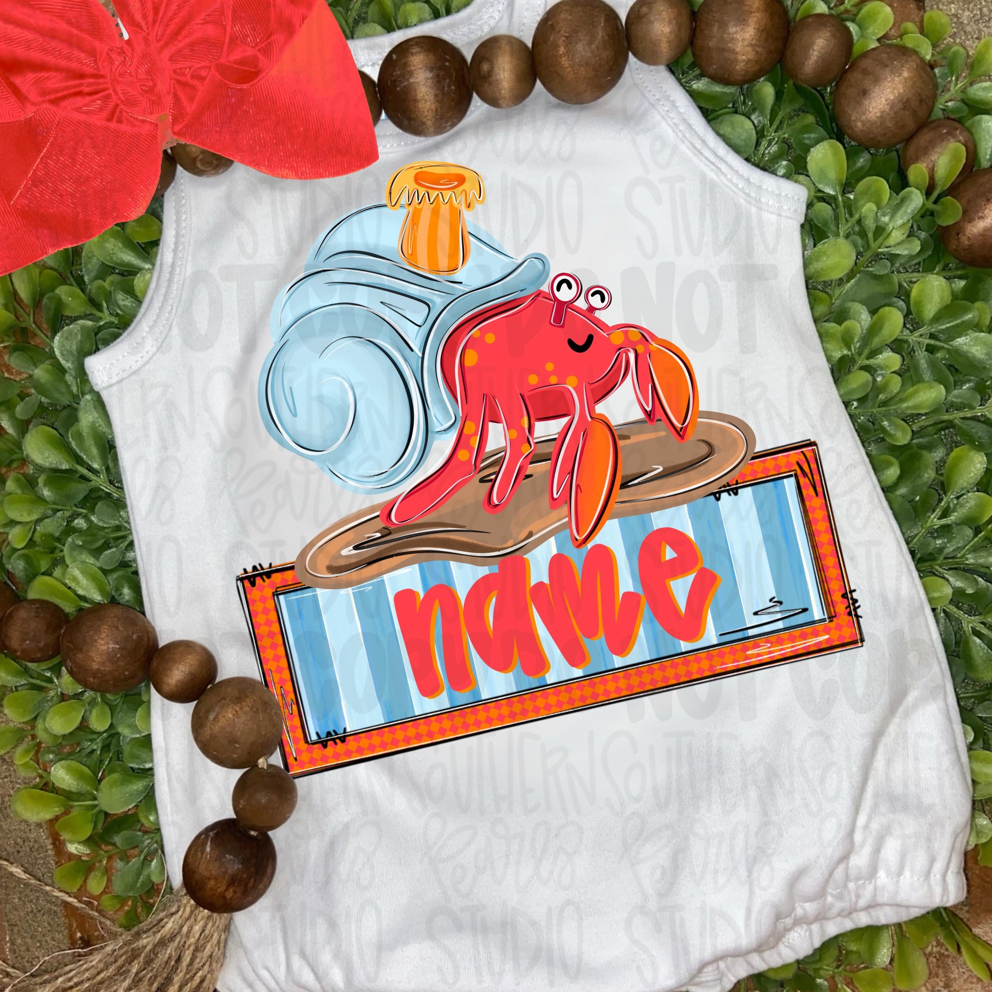 Hermit crab with name patch | Sublimation Design | Digital Download | Women’s, Kids Shirt PNG