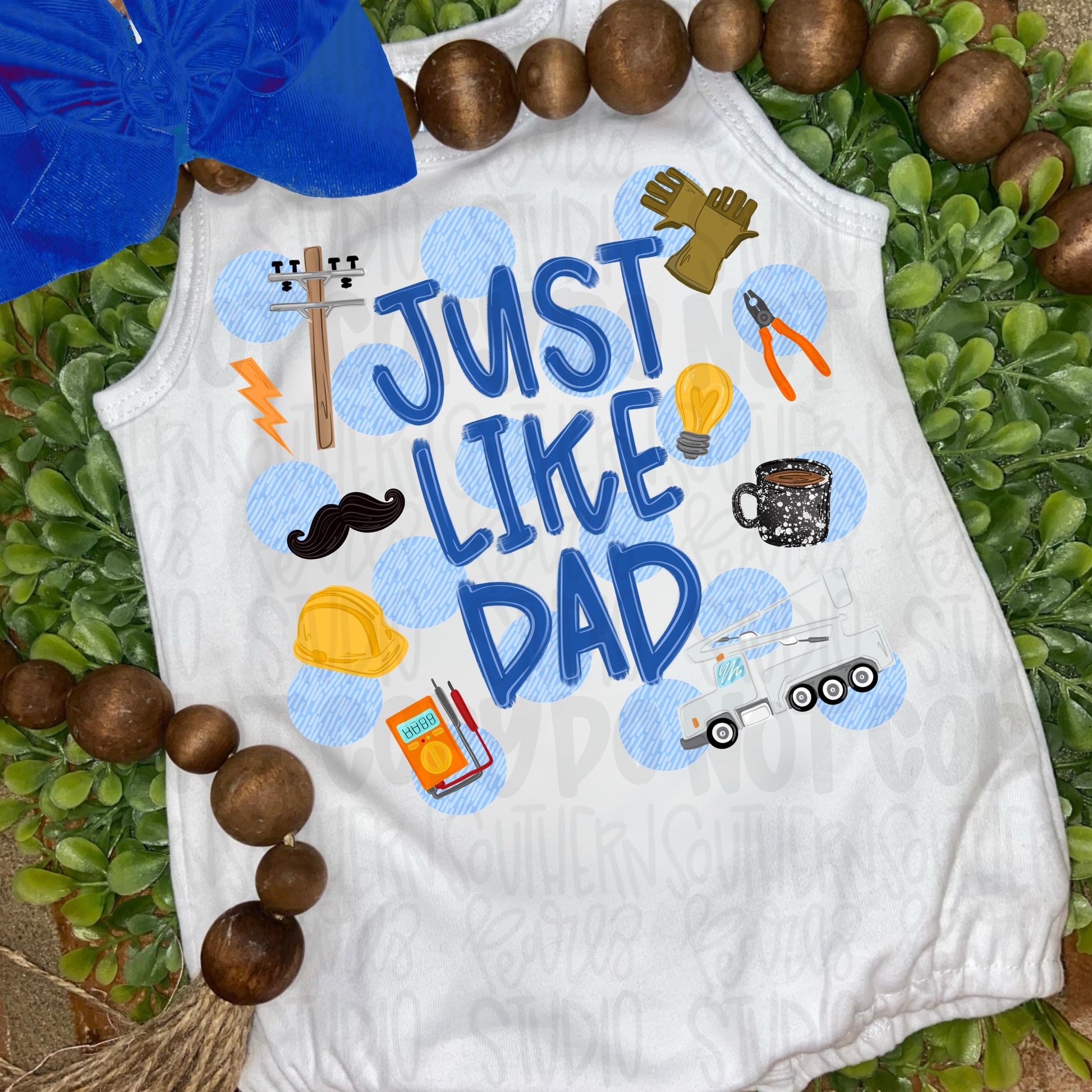 Just like Dad polka dots | lineman | power electrician | Fathers Day | Sublimation Design | Digital Download | Women’s, Kids Shirt PNG