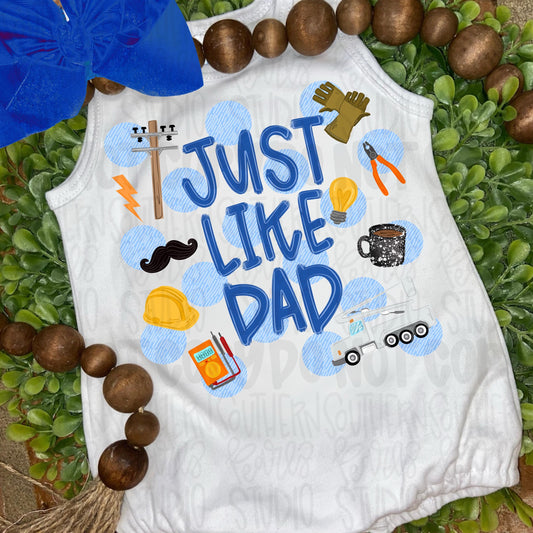 Just like Dad polka dots | lineman | power electrician | Fathers Day | Sublimation Design | Digital Download | Women’s, Kids Shirt PNG