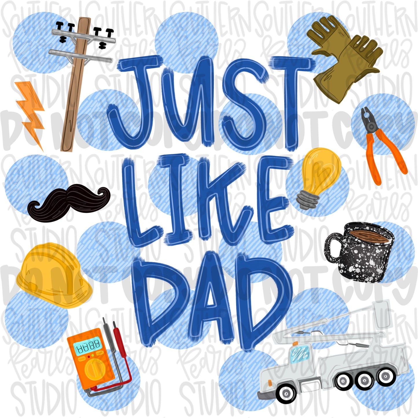 Just like Dad polka dots | lineman | power electrician | Fathers Day | Sublimation Design | Digital Download | Women’s, Kids Shirt PNG
