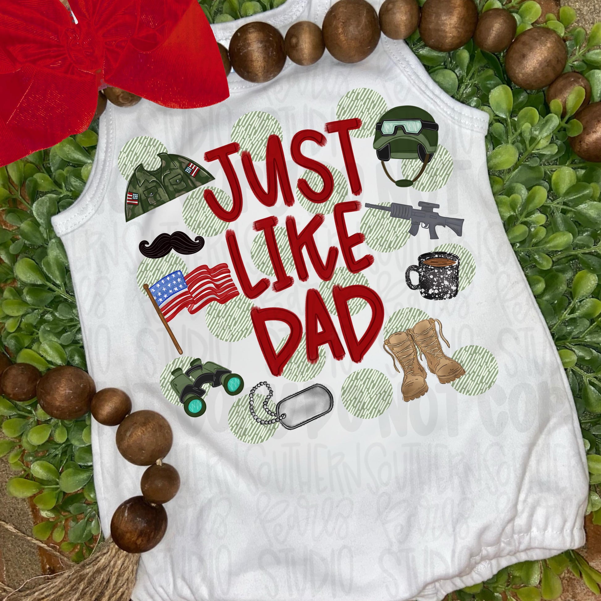Just like Dad polka dots | military | Fathers Day | Sublimation Design | Digital Download | Women’s, Kids Shirt PNG