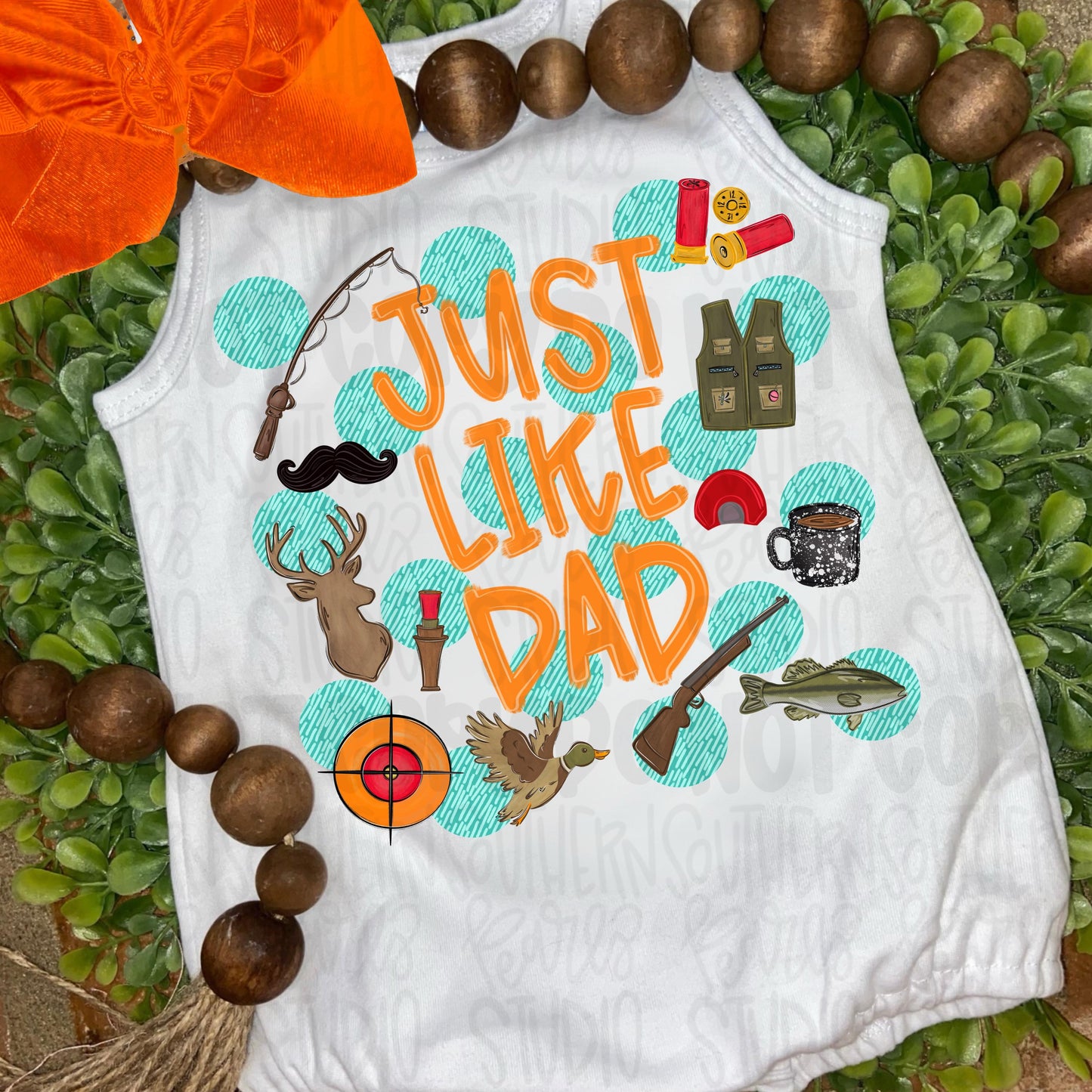 Just like Dad polka dots | hunting fishing | Fathers Day | Sublimation Design | Digital Download | Women’s, Kids Shirt PNG