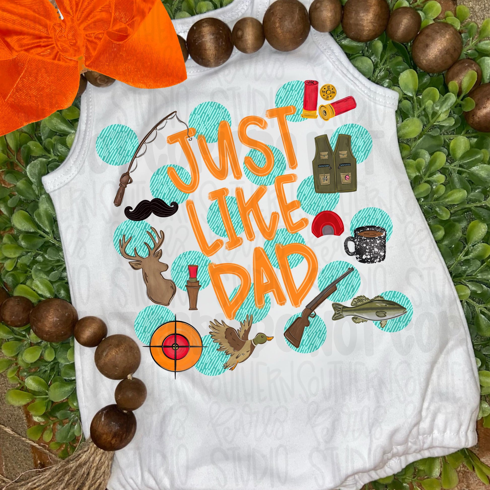 Just like Dad polka dots | hunting fishing | Fathers Day | Sublimation Design | Digital Download | Women’s, Kids Shirt PNG
