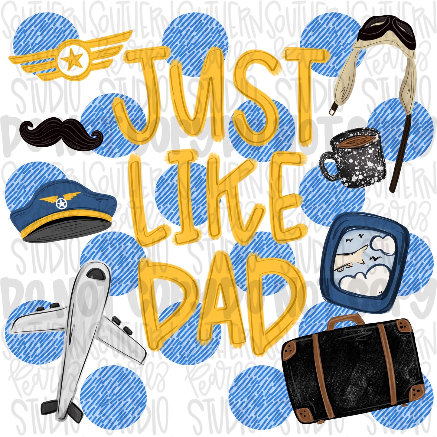 Just like Dad polka dot | pilot | Fathers Day | Sublimation Design | Digital Download | Women’s, Kids Shirt PNG