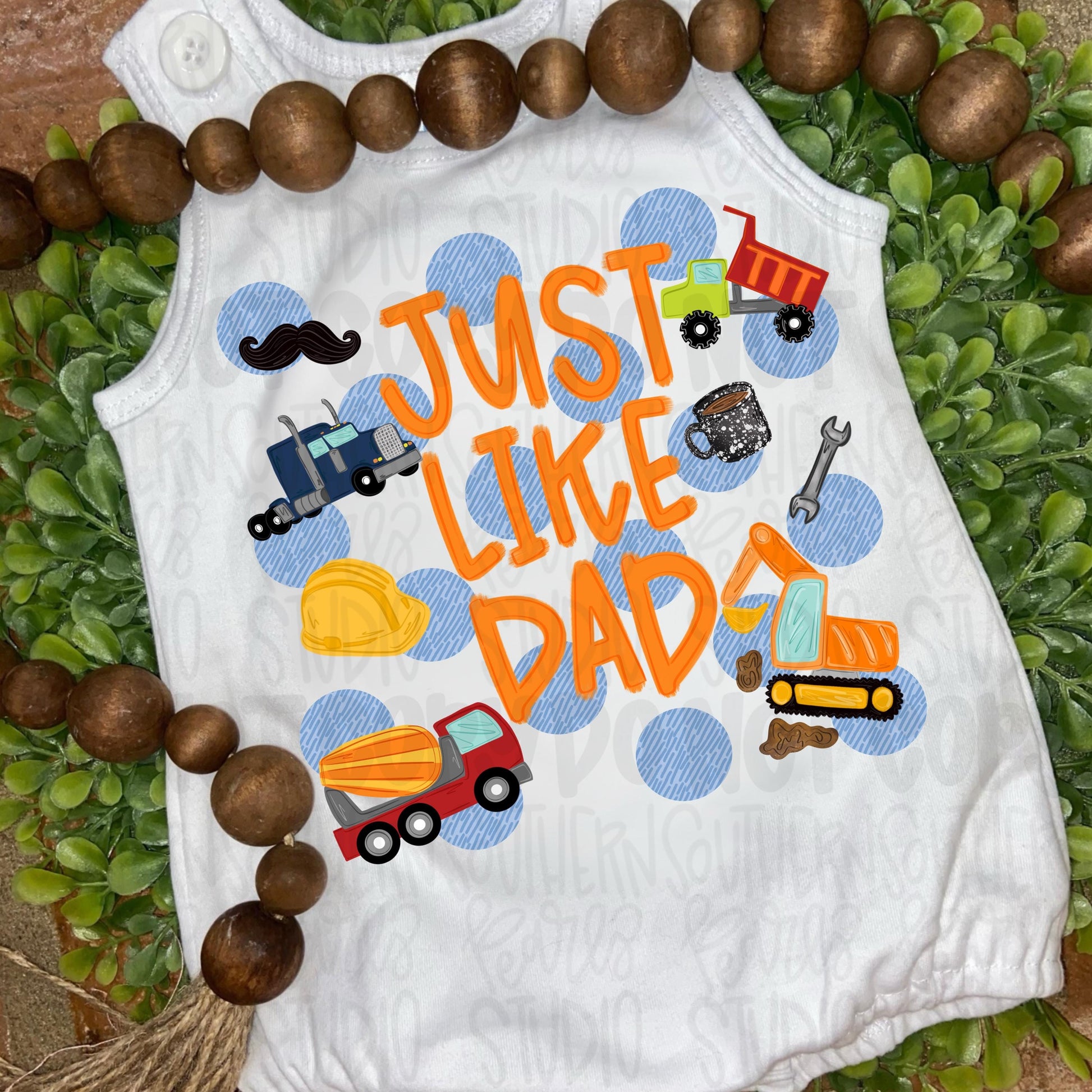 Just like Dad polka dots | trucks heavy equipment | Fathers Day | Sublimation Design | Digital Download | Women’s, Kids Shirt PNG