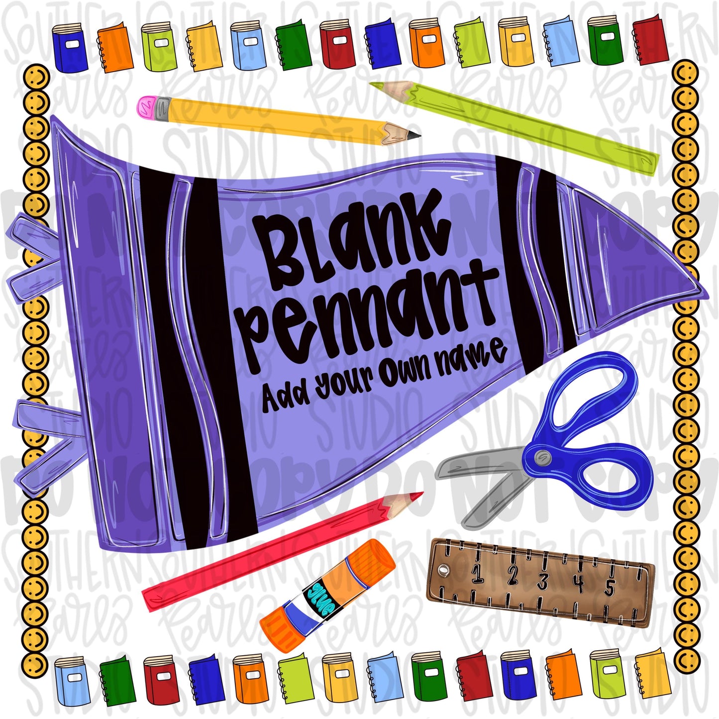 Blank school purple crayon pennant design | NO BACKGROUND| school png, teacher png, student png | Digital Download | Women Shirt PNG