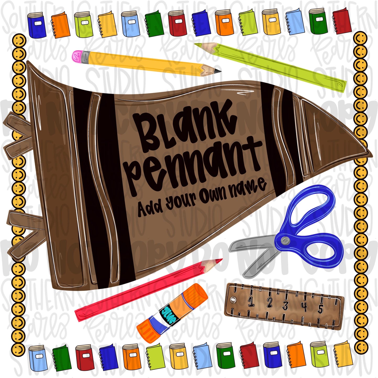 Blank school brown crayon pennant design | NO BACKGROUND| school png, teacher png, student png | Digital Download | Women Shirt PNG