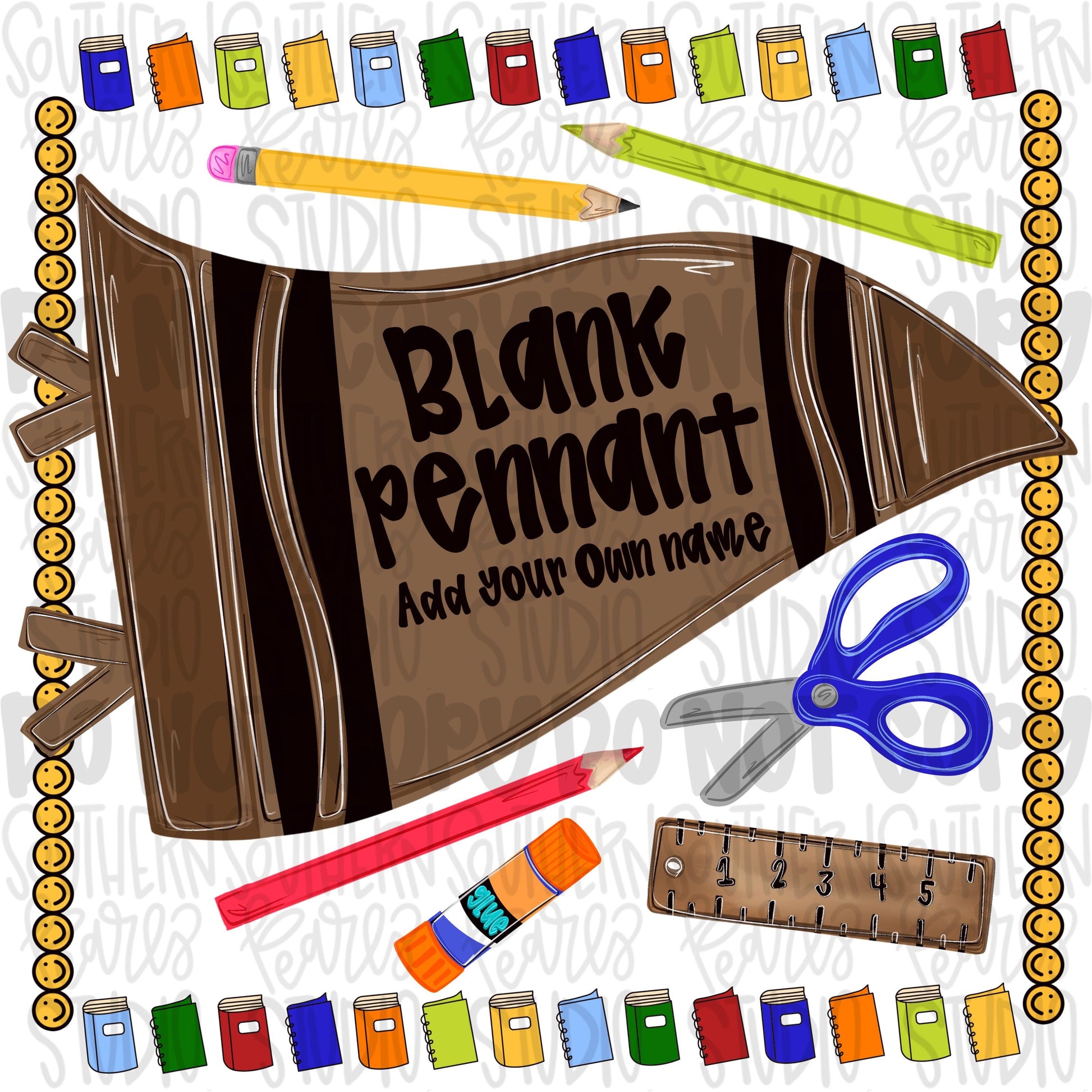 Blank school brown crayon pennant design | NO BACKGROUND| school png, teacher png, student png | Digital Download | Women Shirt PNG