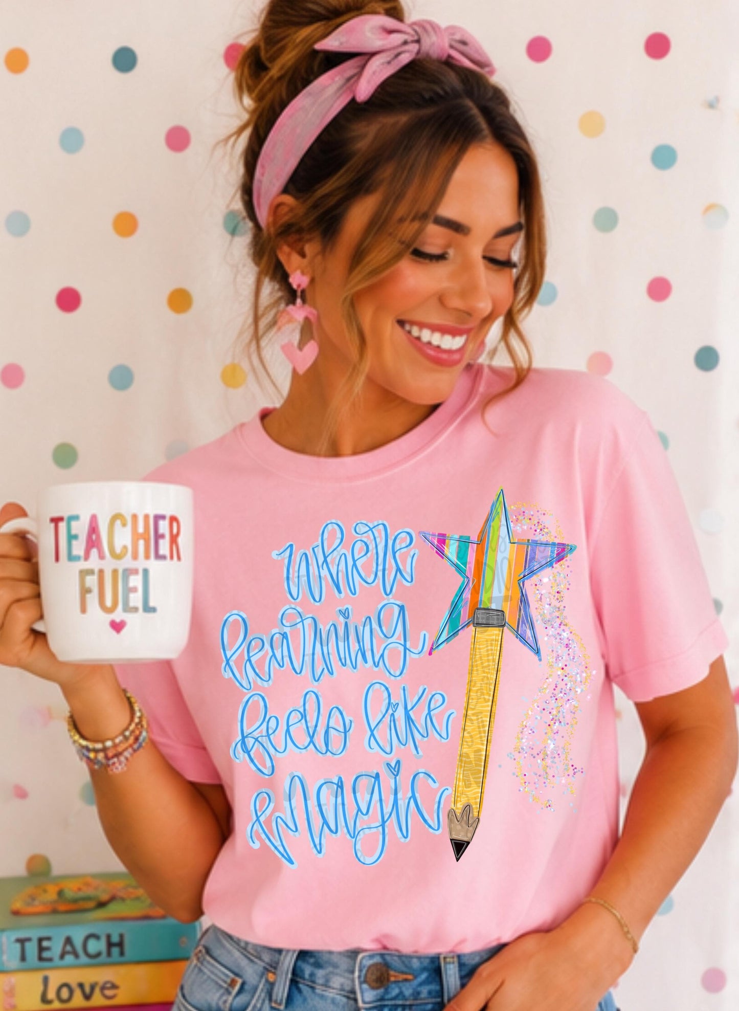 Where learning feels like magic png design | pencil magic wand | school png, teacher png, student png | Digital Download | Women Shirt PNG