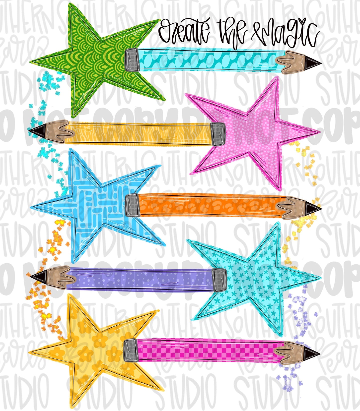 Create the magic png design | pencil magic wand | school png, teacher png, student png | Digital Download | Women Shirt PNG