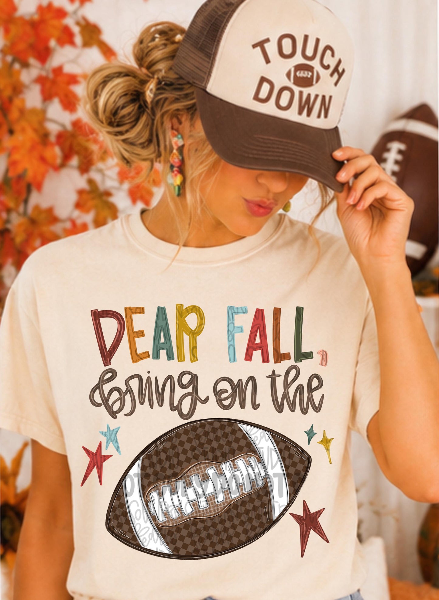 Dear fall, bring on the football | fall png, football png, trendy png, stars png | Go Team | PNG | Sublimation | Design Download