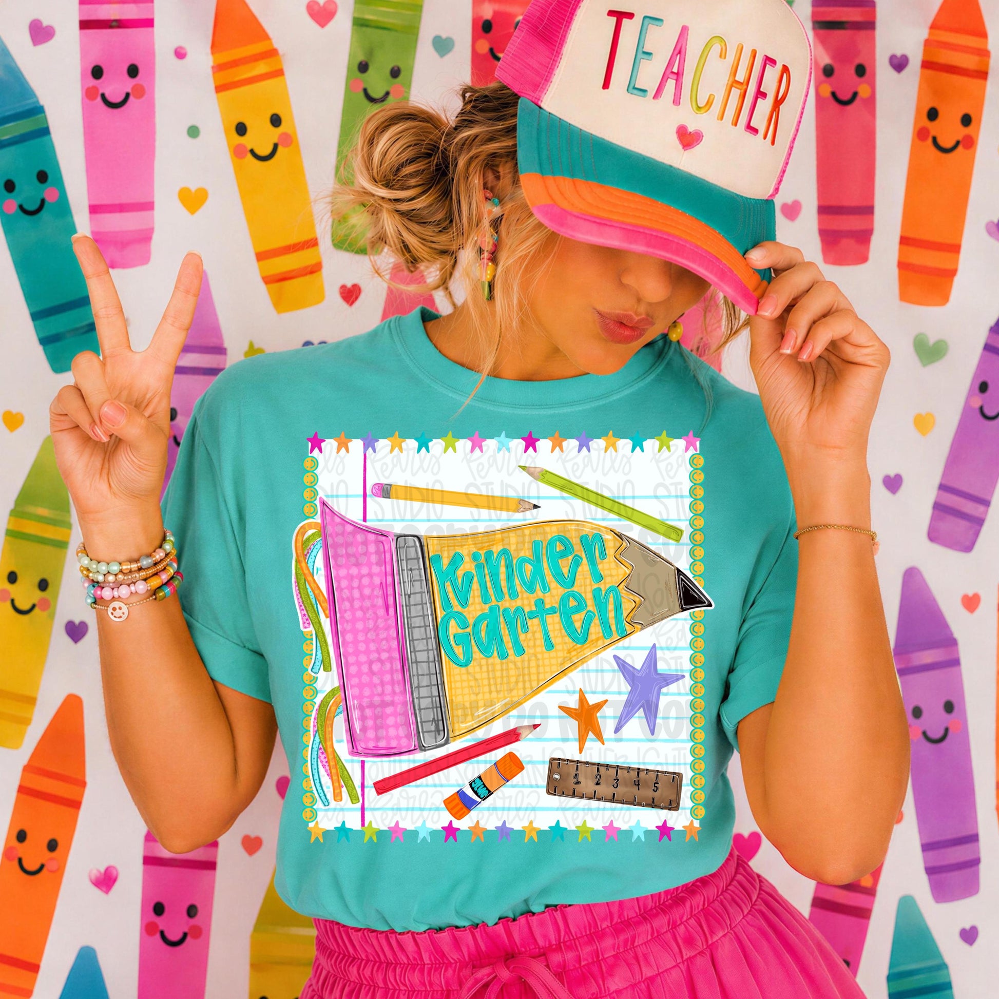 Kindergarten pennant girly design | school png, teacher png, student png | Sublimation Design | Digital Download | Women’s, Kids Shirt PNG