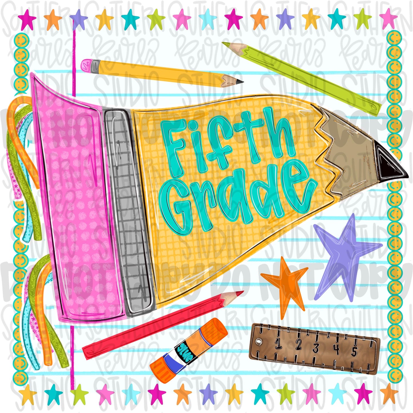 Fifth grade pennant girly design | school png, teacher png, student png | Sublimation Design | Digital Download | Women’s, Kids Shirt PNG