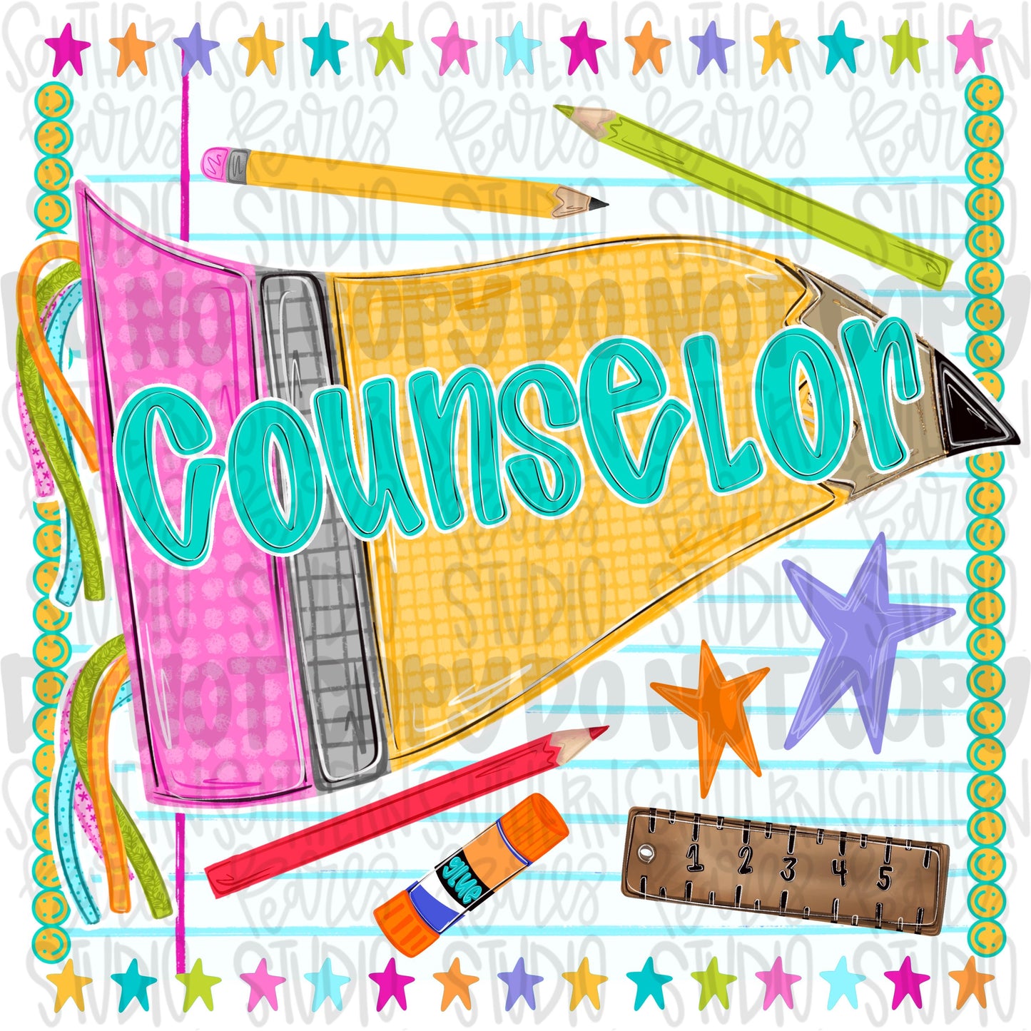 Counselor pennant girly design | school png, teacher png, student png | Sublimation Design | Digital Download | Women’s, Kids Shirt PNG