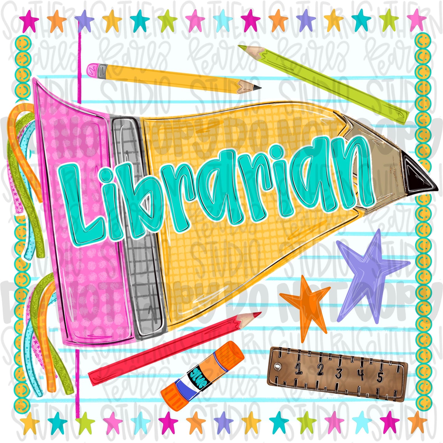 Librarian pennant girly design | school png, teacher png, student png | Sublimation Design | Digital Download | Women’s, Kids Shirt PNG