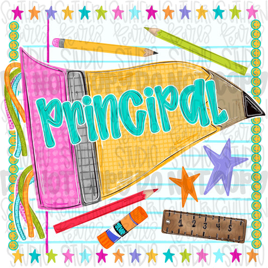 Principal pennant girly design | school png, teacher png, student png | Sublimation Design | Digital Download | Women’s, Kids Shirt PNG