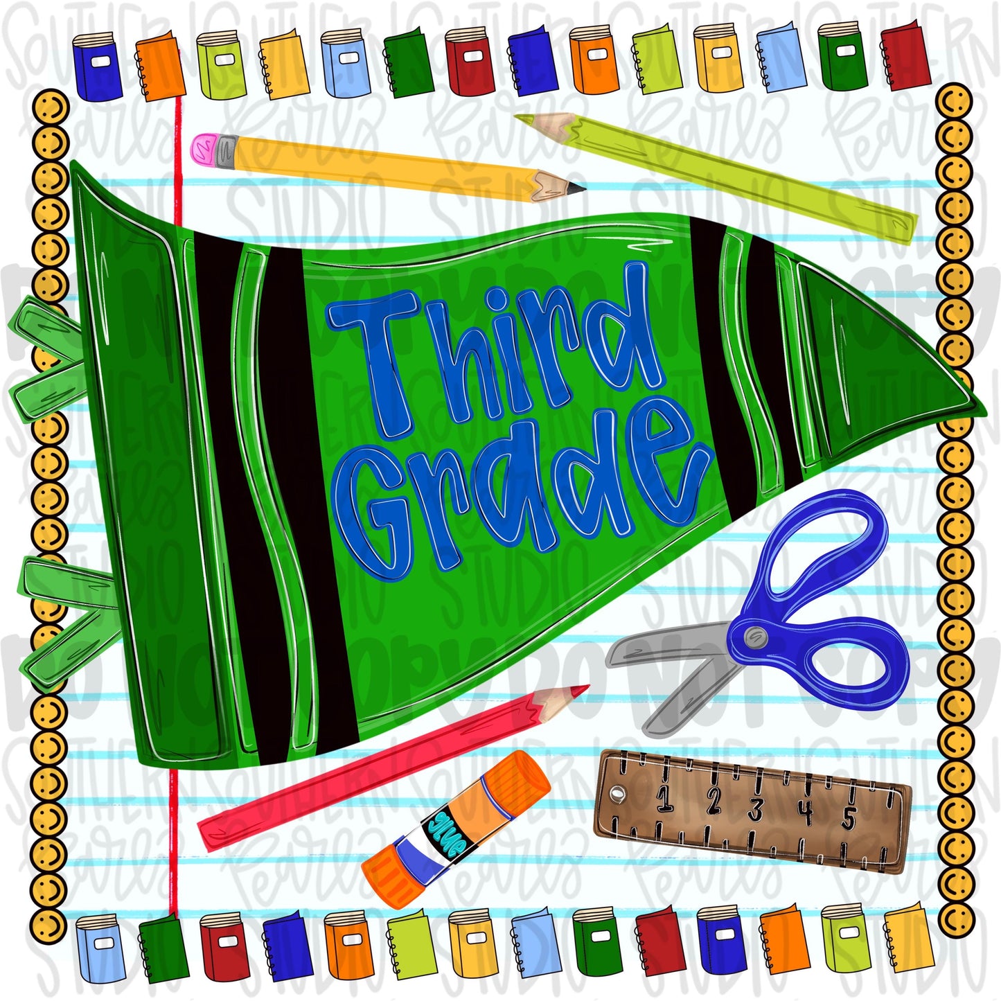 Third grade pennant boyish design | school png, teacher png, student png | Sublimation Design | Digital Download | Women’s, Kids Shirt PNG