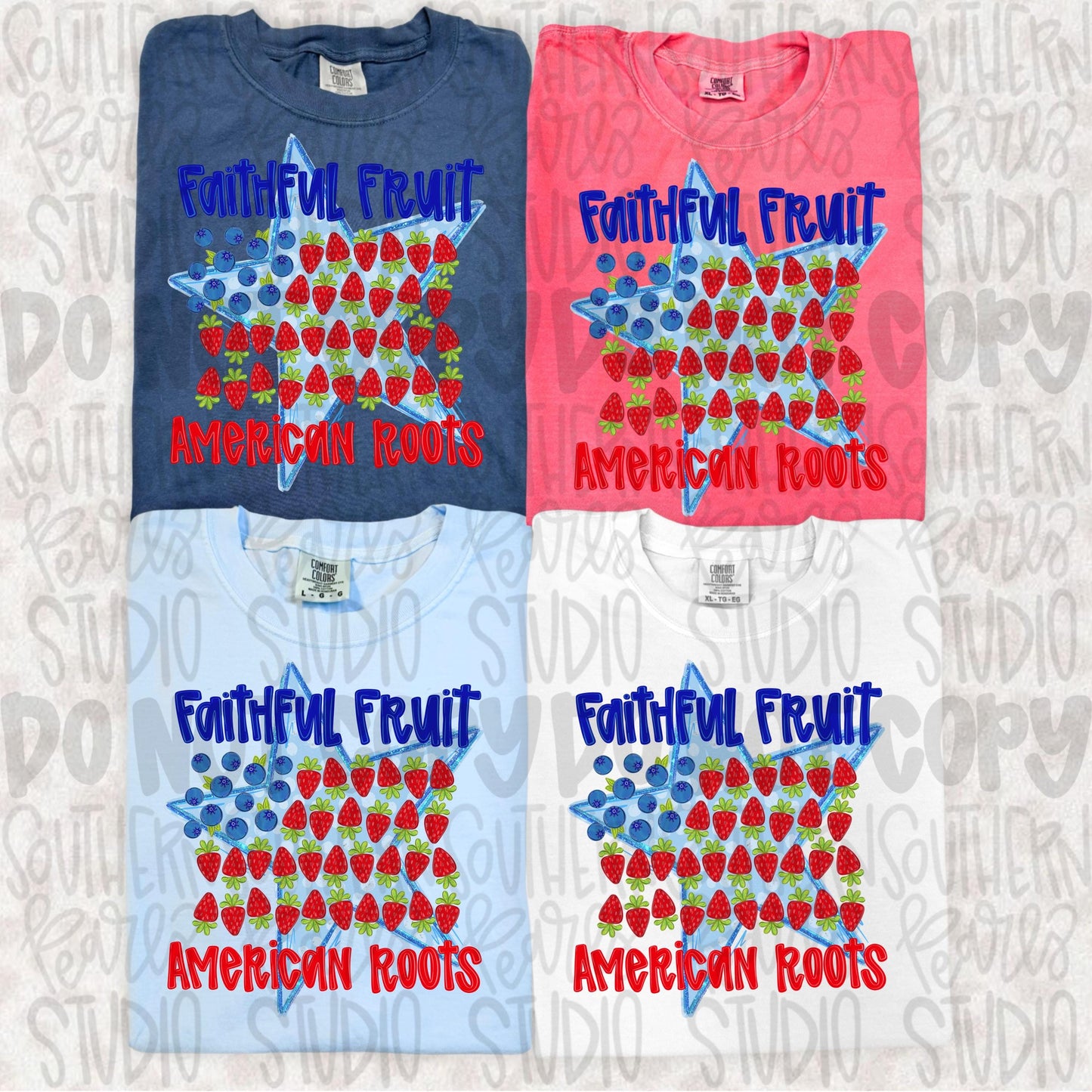 Faithful Fruit American Roots strawberry and blueberries American flag | Patriotic | Sublimation Design | Digital Download | Womens Kids PNG