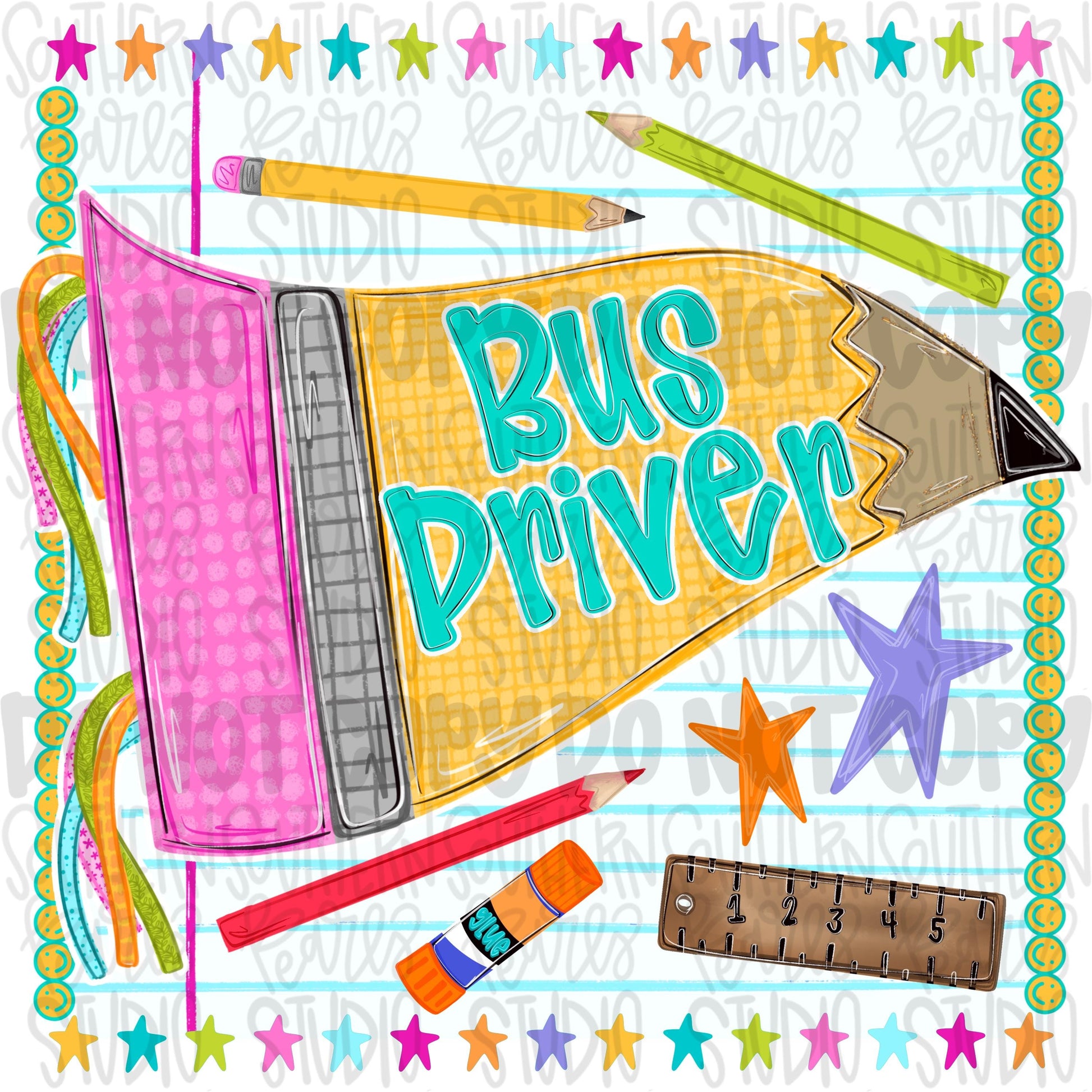 Bus Driver pennant girly design | school png, teacher png, student png | Sublimation Design | Digital Download | Women Shirt PNG