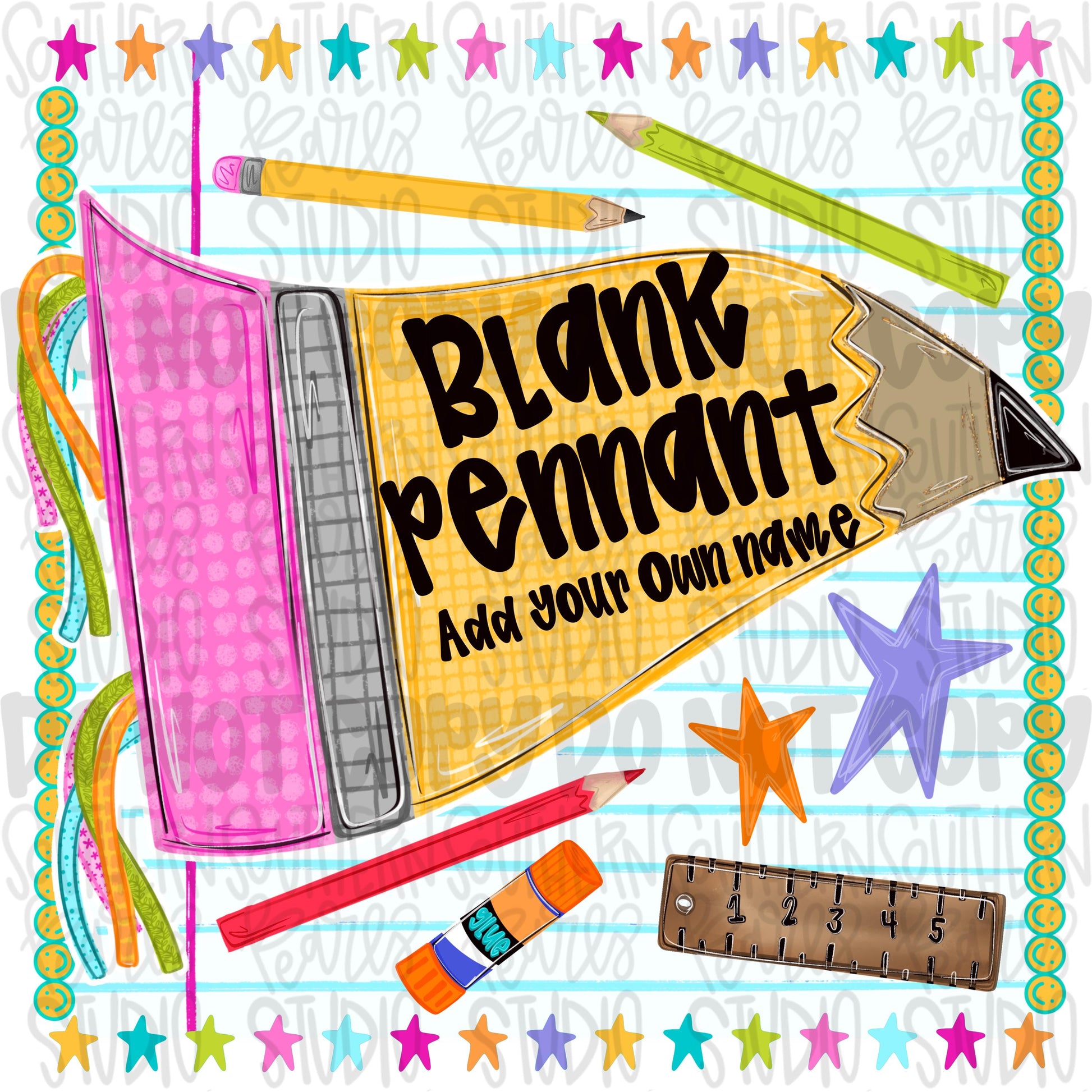 Blank school pencil pennant girly design | school png, teacher png, student png | Sublimation Design | Digital Download | Women Shirt PNG