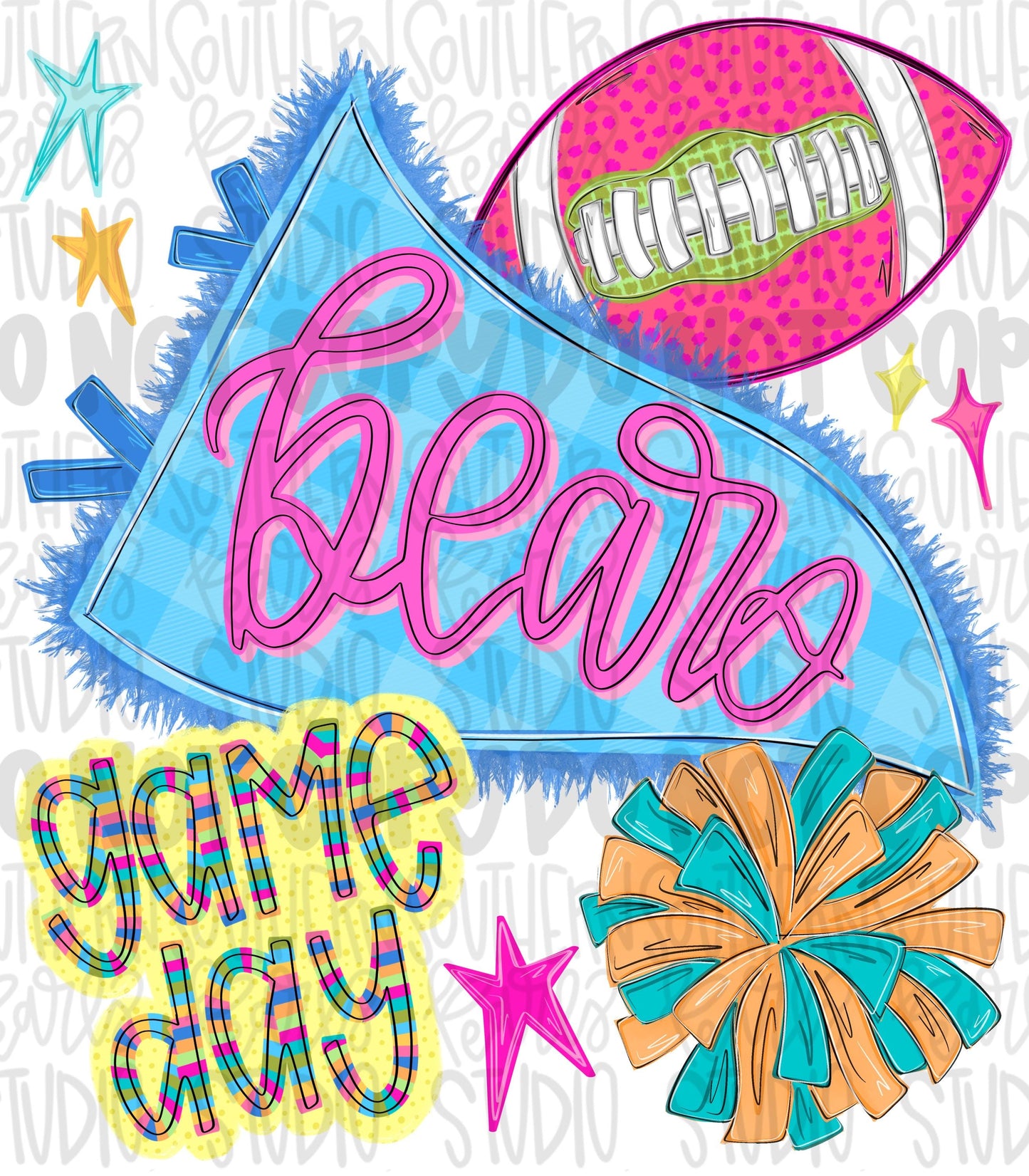 Bears pennant Go Team football and pom pom colorful png design | school spirit png, trendy png, viral png | Design Download