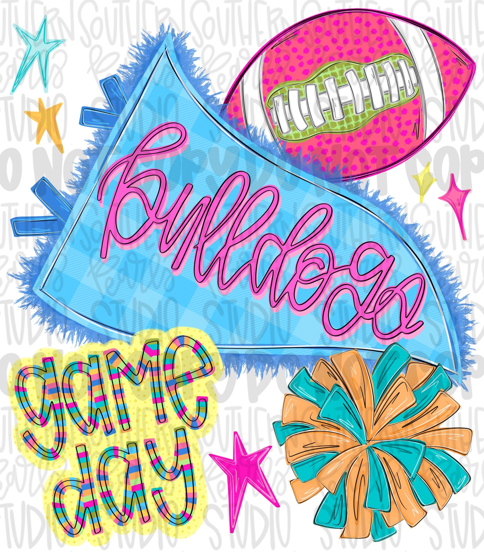 Bulldogs pennant Go Team football and pom pom colorful png design | school spirit png, trendy png, viral png | Design Download