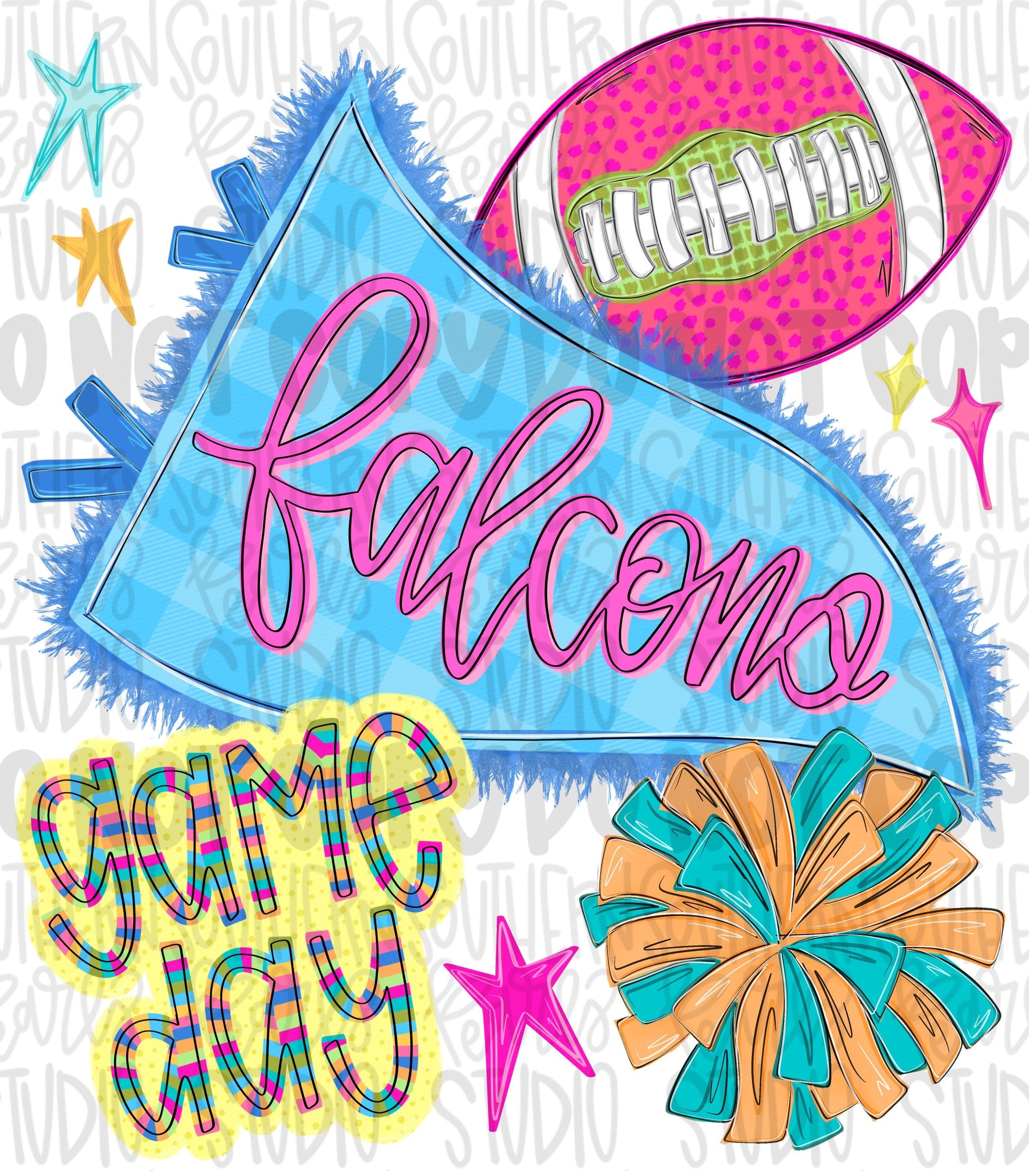 Falcons pennant Go Team football and pom pom colorful png design | school spirit png, trendy png, viral png | Design Download