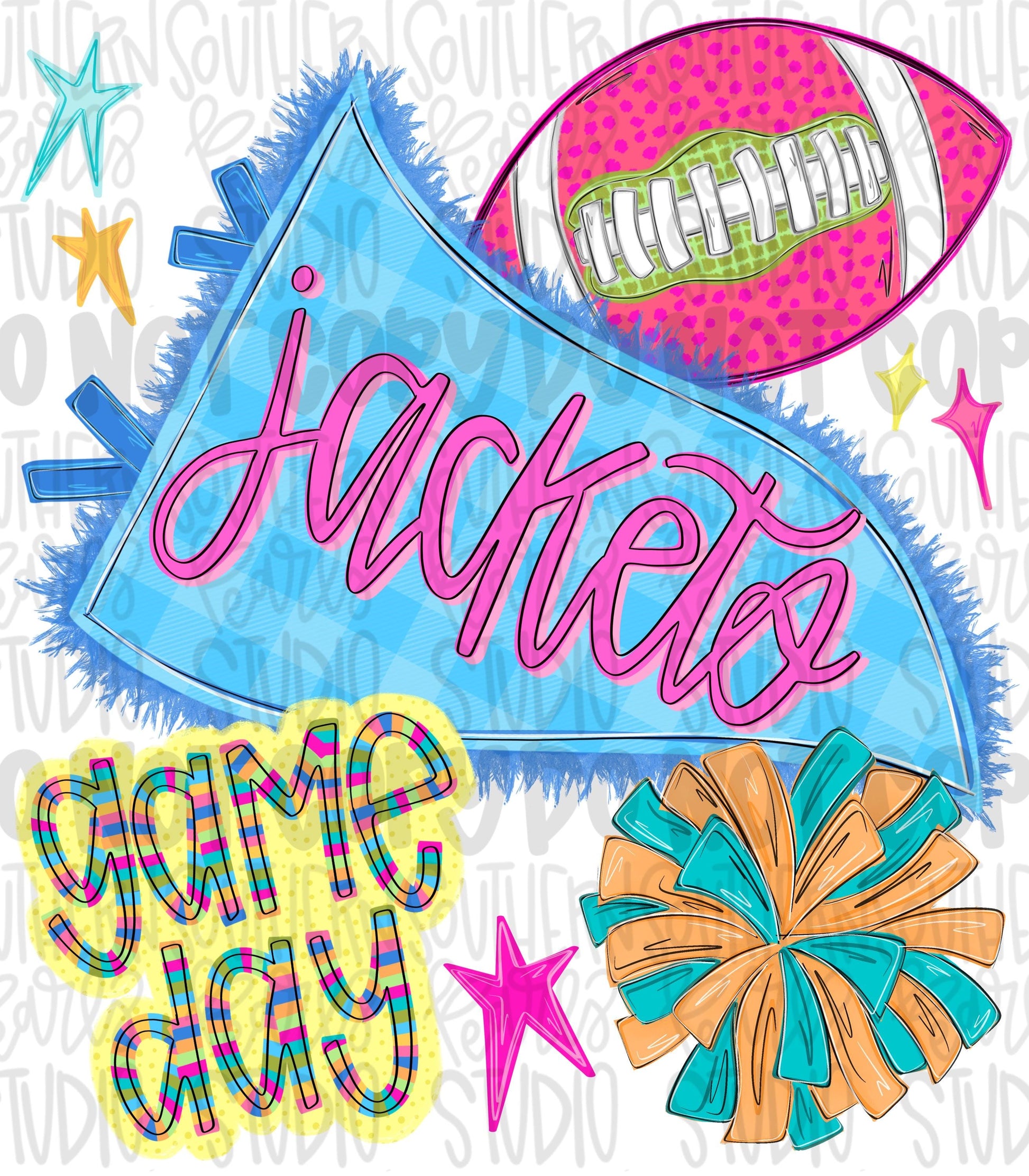 Jackets pennant Go Team football and pom pom colorful png design | school spirit png, trendy png, viral png | Design Download