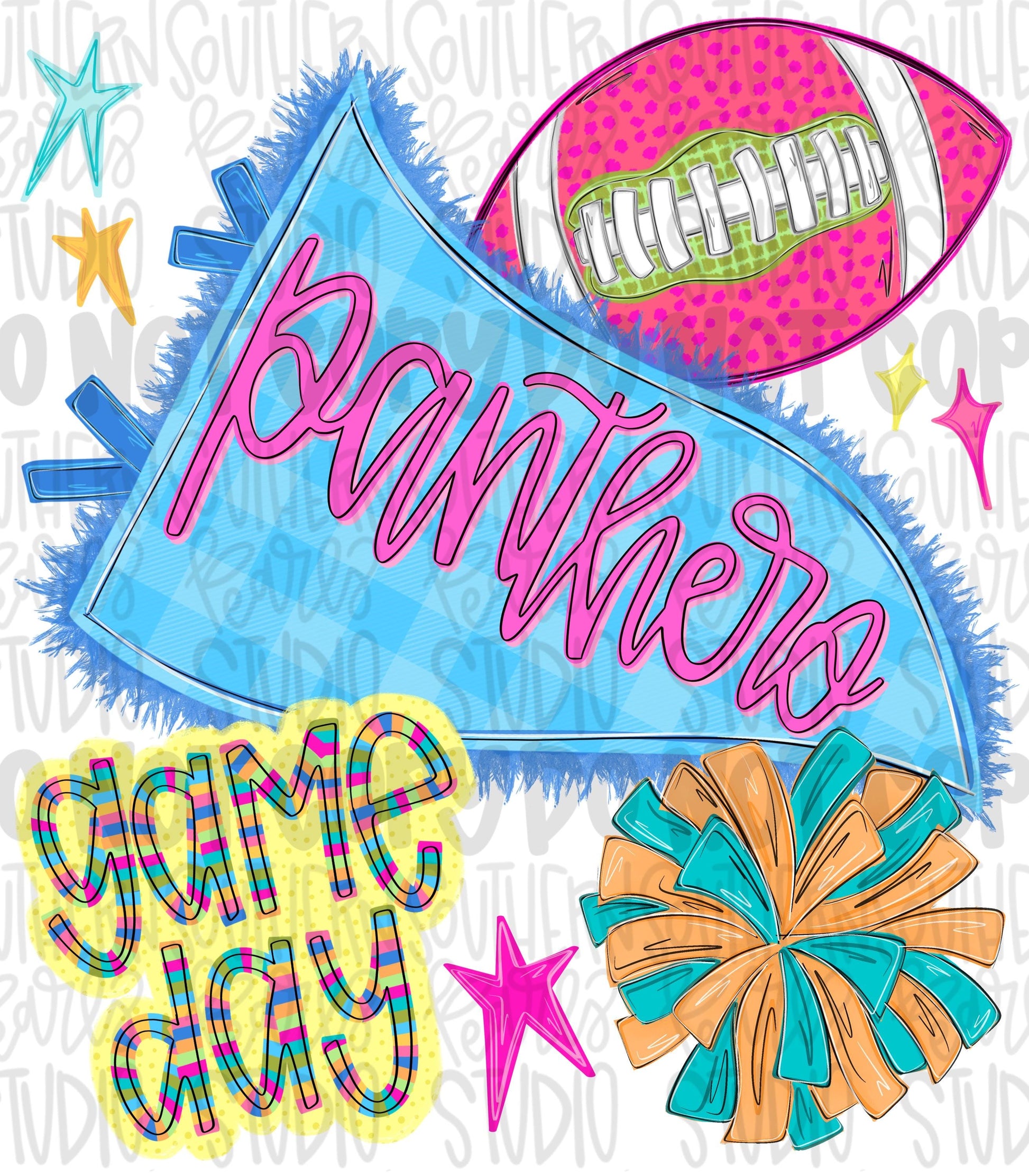 Panthers pennant Go Team football and pom pom colorful png design | school spirit png, trendy png, viral png | Design Download