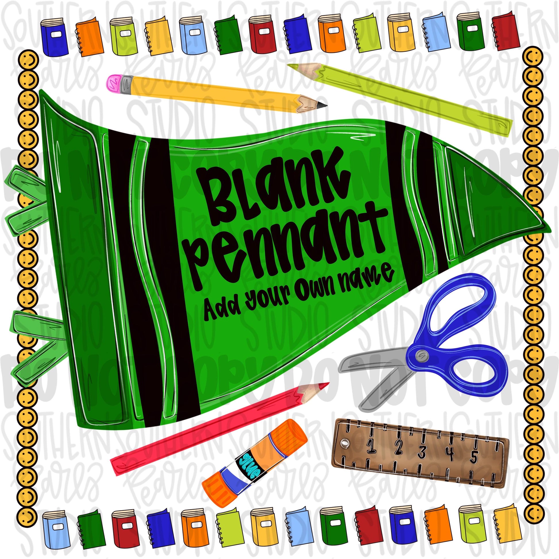 Blank school green crayon pennant design | NO BACKGROUND| school png, teacher png, student png | Digital Download | Women Shirt PNG