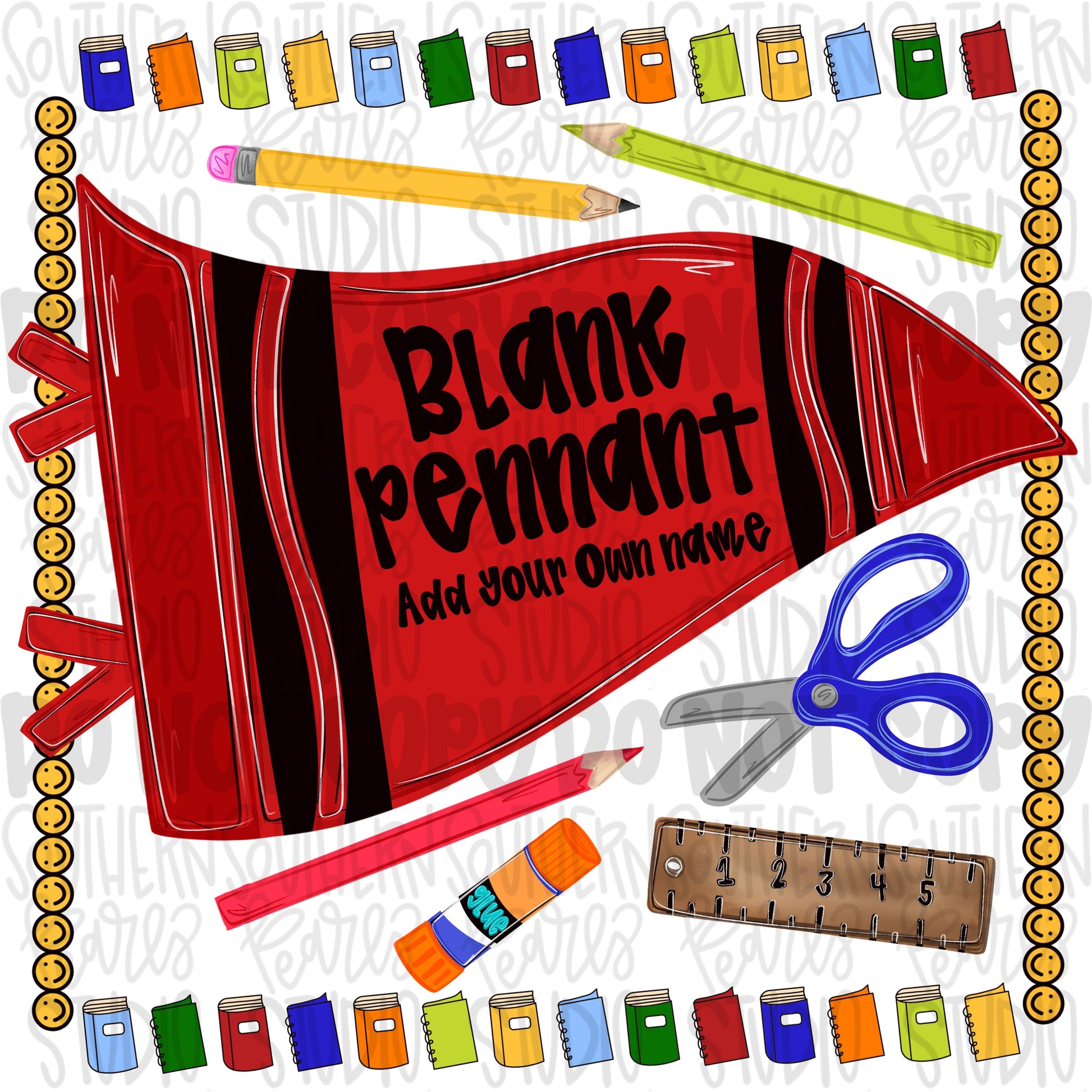 Blank school red crayon pennant design | NO BACKGROUND| school png, teacher png, student png | Digital Download | Women Shirt PNG