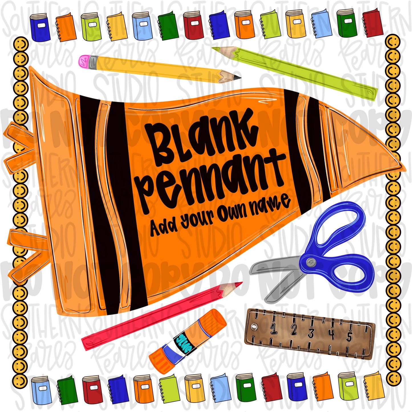 Blank school orange crayon pennant design | NO BACKGROUND| school png, teacher png, student png | Digital Download | Women Shirt PNG