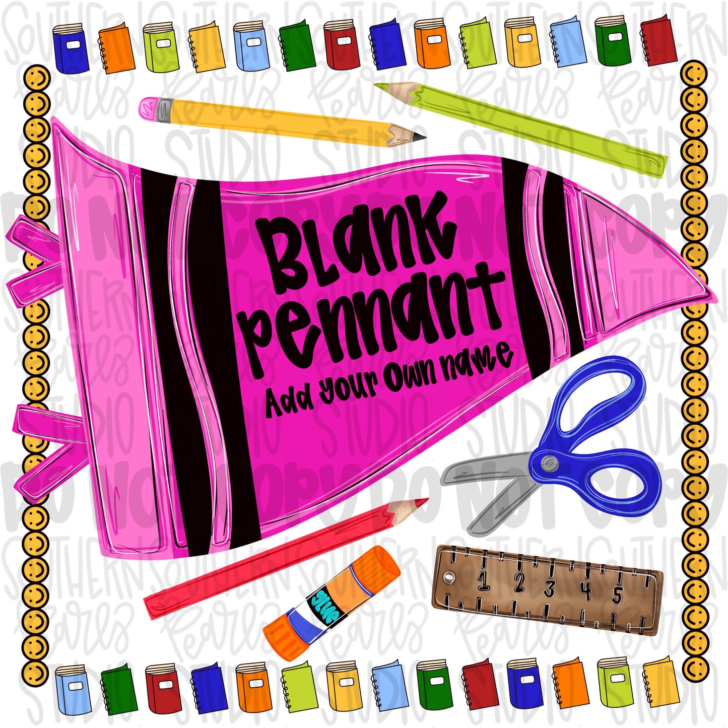Blank school pink crayon pennant design | NO BACKGROUND| school png, teacher png, student png | Digital Download | Women Shirt PNG