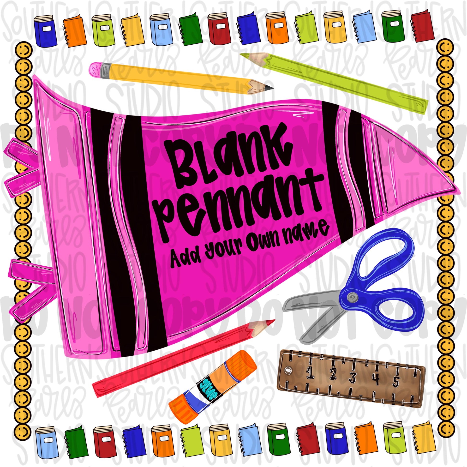 Blank school pink crayon pennant design | NO BACKGROUND| school png, teacher png, student png | Digital Download | Women Shirt PNG