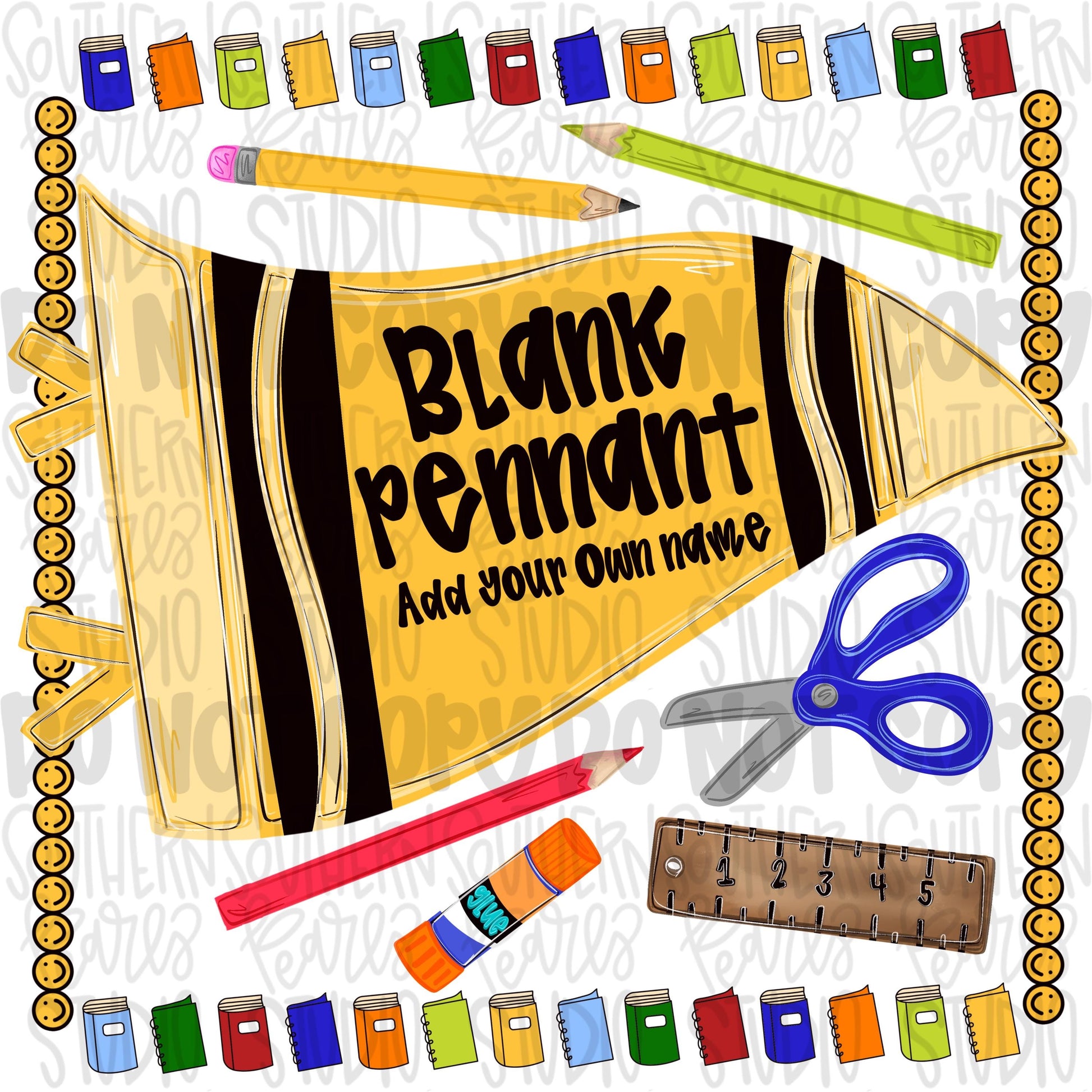 Blank school yellow crayon pennant design | NO BACKGROUND| school png, teacher png, student png | Digital Download | Women Shirt PNG