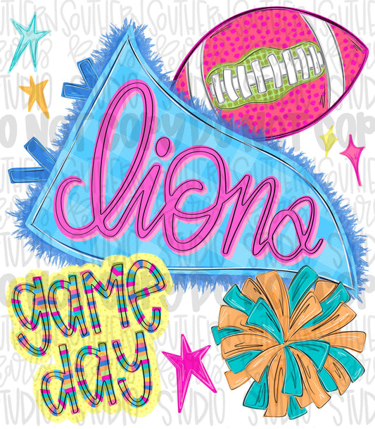 Lions pennant Go Team football and pom pom colorful png design | school spirit png, trendy png, viral png | Design Download