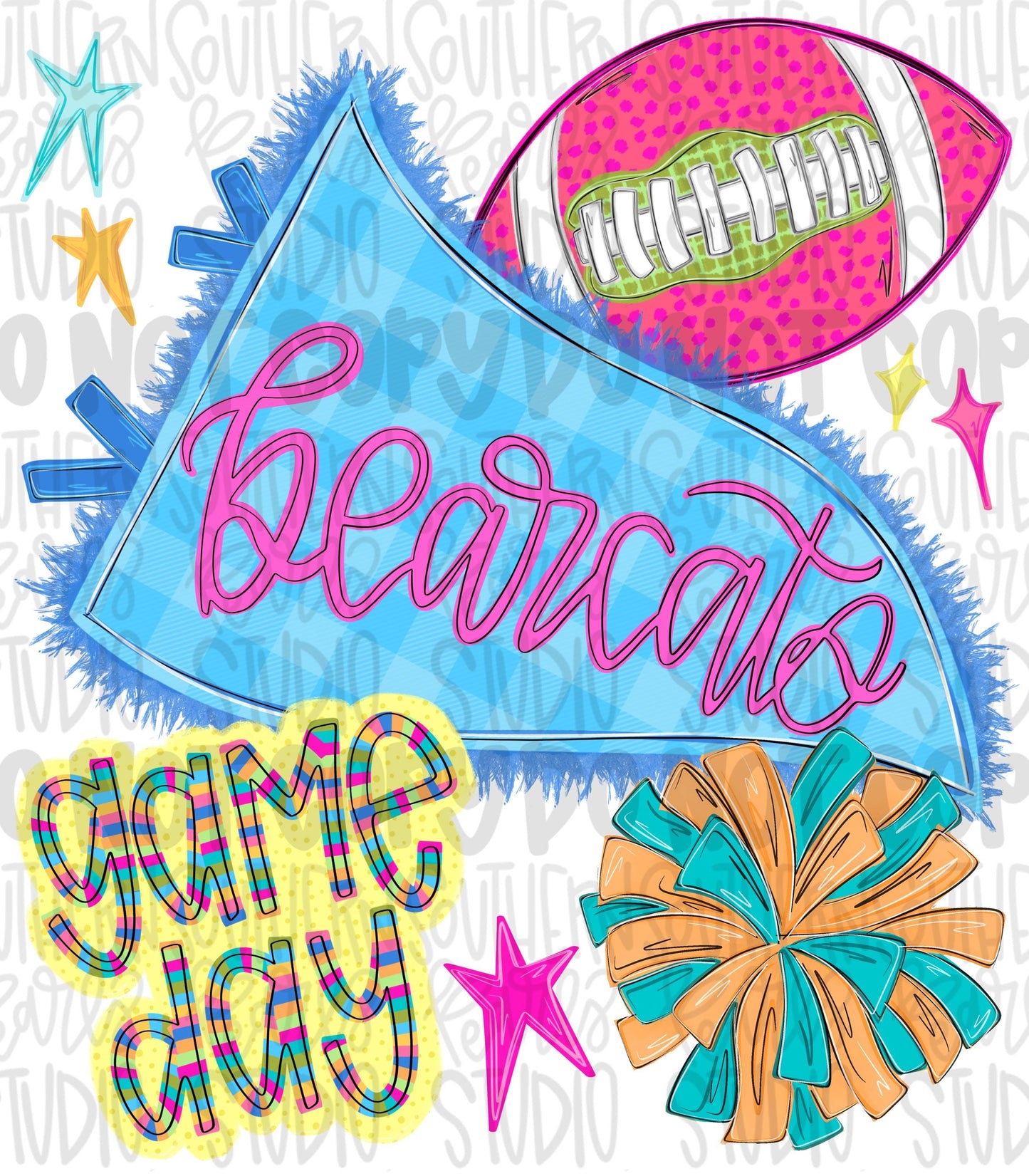 Bearcats pennant Go Team football and pom pom colorful png design | school spirit png, trendy png, viral png | Design Download