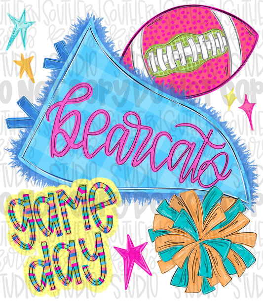 Bearcats pennant Go Team football and pom pom colorful png design | school spirit png, trendy png, viral png | Design Download