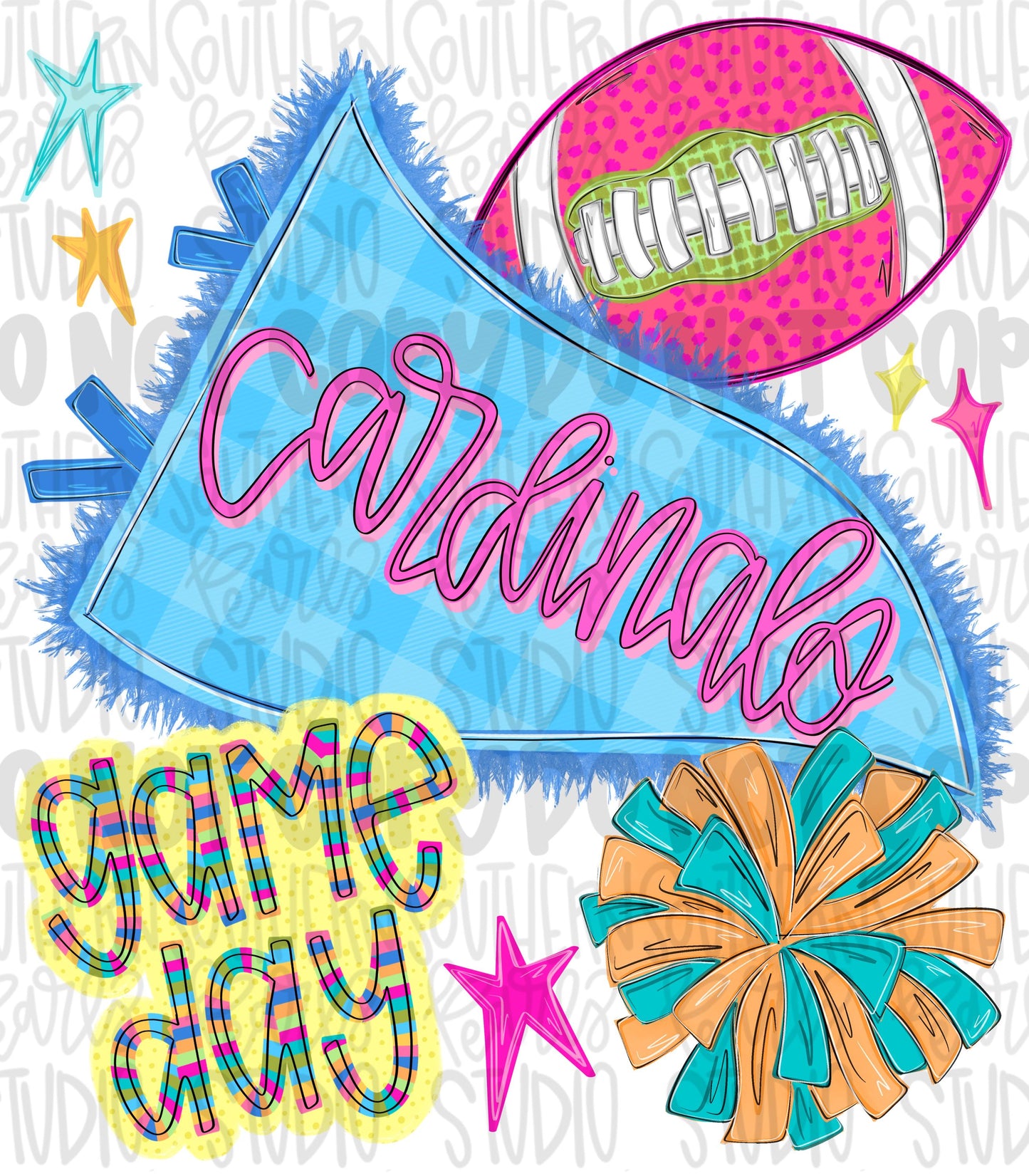 Cardinals pennant Go Team football and pom pom colorful png design | school spirit png, trendy png, viral png | Design Download