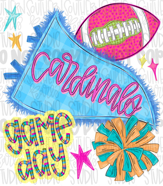 Cardinals pennant Go Team football and pom pom colorful png design | school spirit png, trendy png, viral png | Design Download