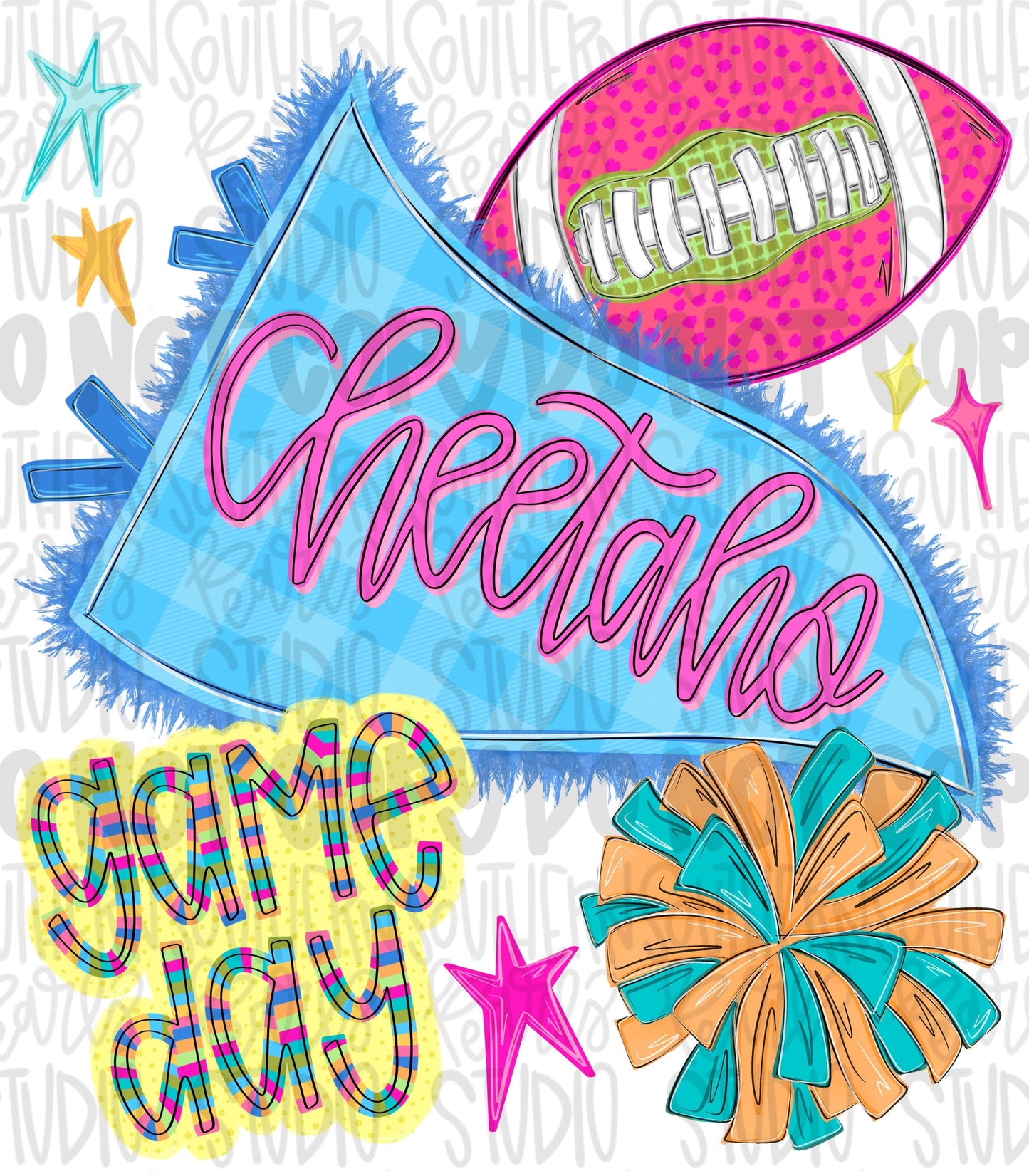 Cheetahs pennant Go Team football and pom pom colorful png design | school spirit png, trendy png, viral png | Design Download
