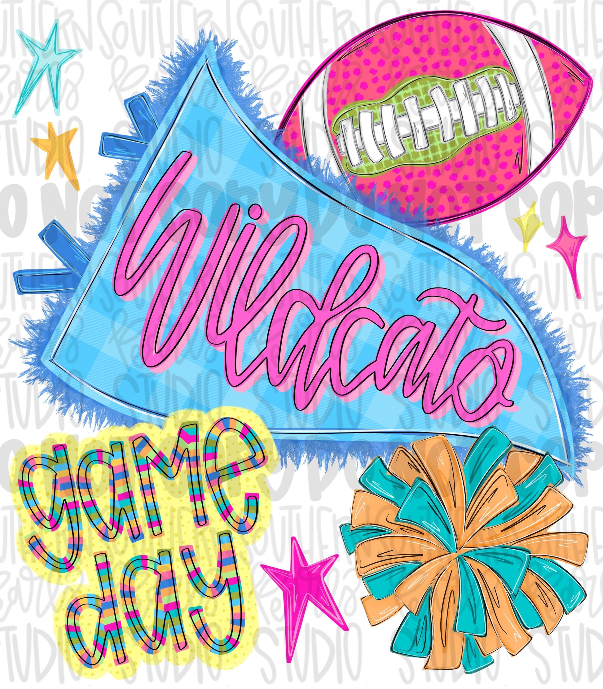 Wildcats pennant Go Team football and pom pom colorful png design | school spirit png, trendy png, viral png | Design Download