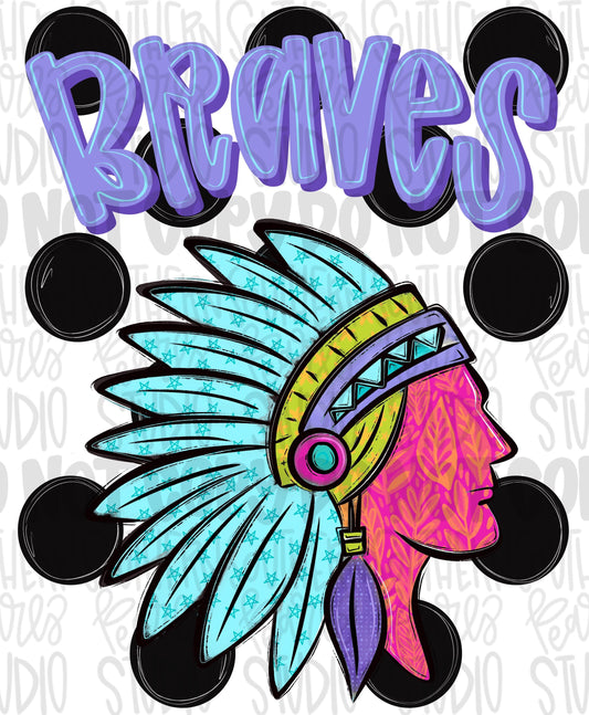 Brave Polka dot mascot png | trendy png viral png colorful png | Sublimation DTF DTG Design | Digital Download | Womens & Kids png